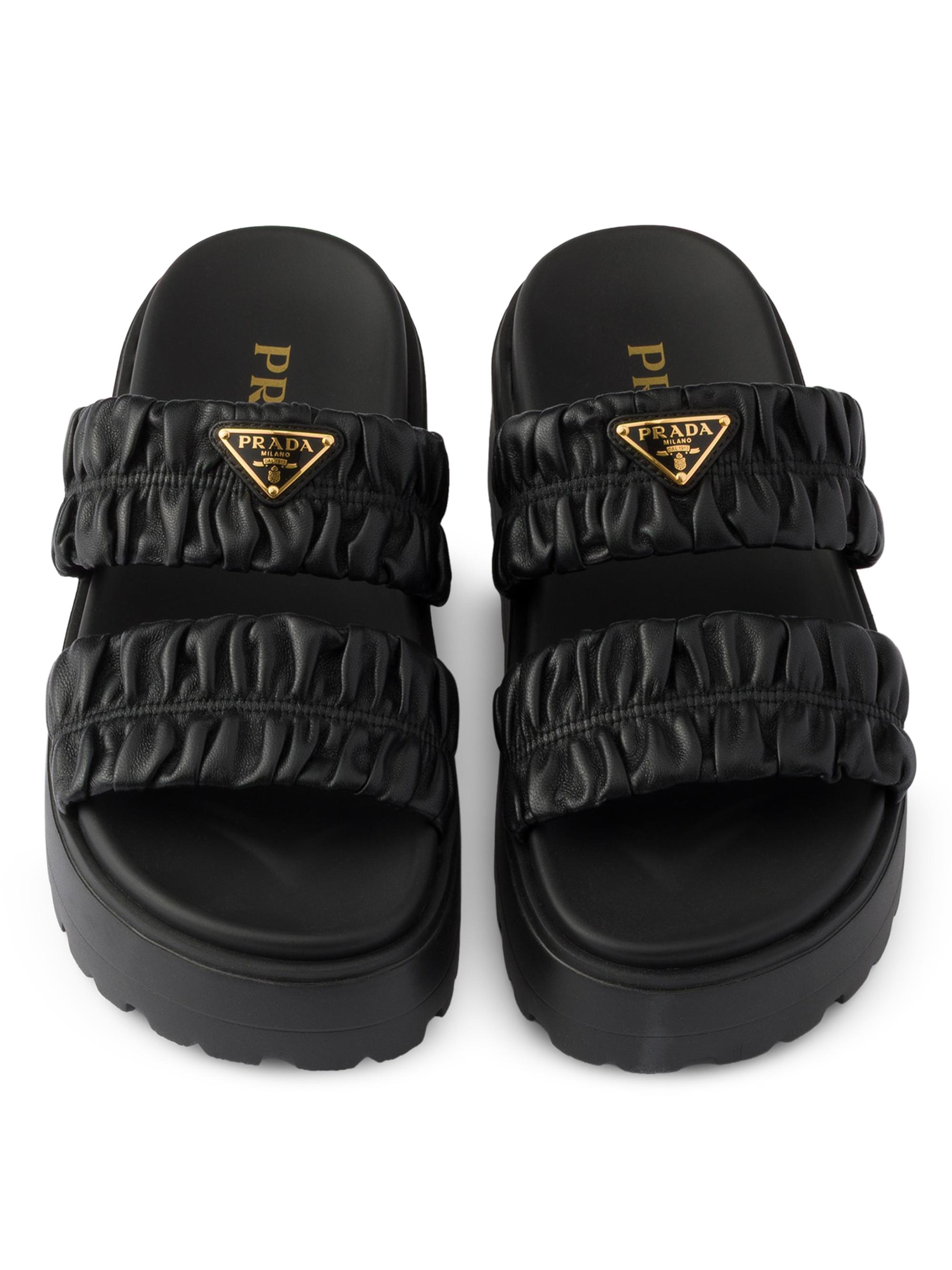 Prada Matelassé Nappa Leather Flatform Slides | Saks Fifth Avenue
