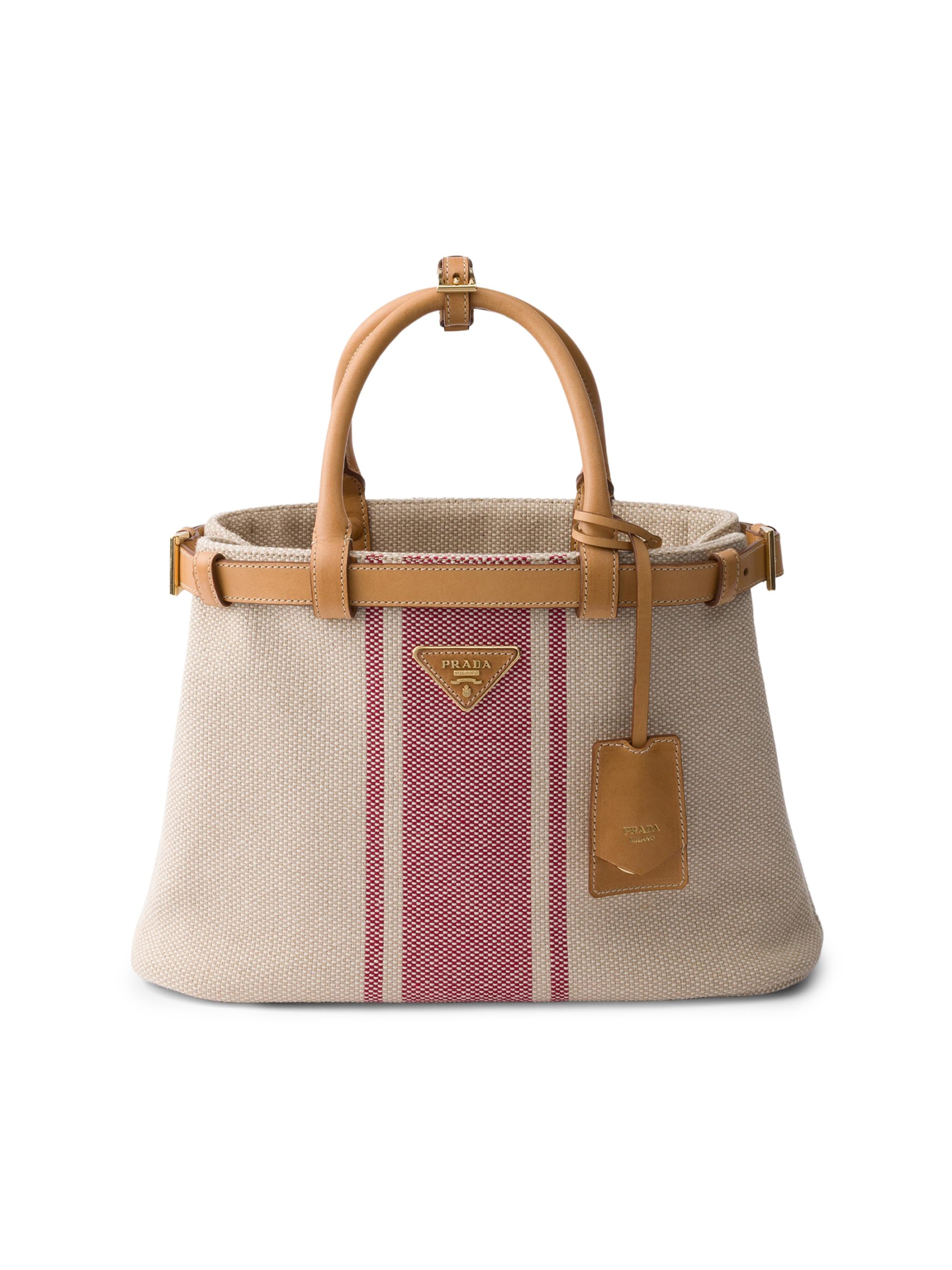 Prada Women's  Buckle  Canvas And Leather Bag - Beige Khaki