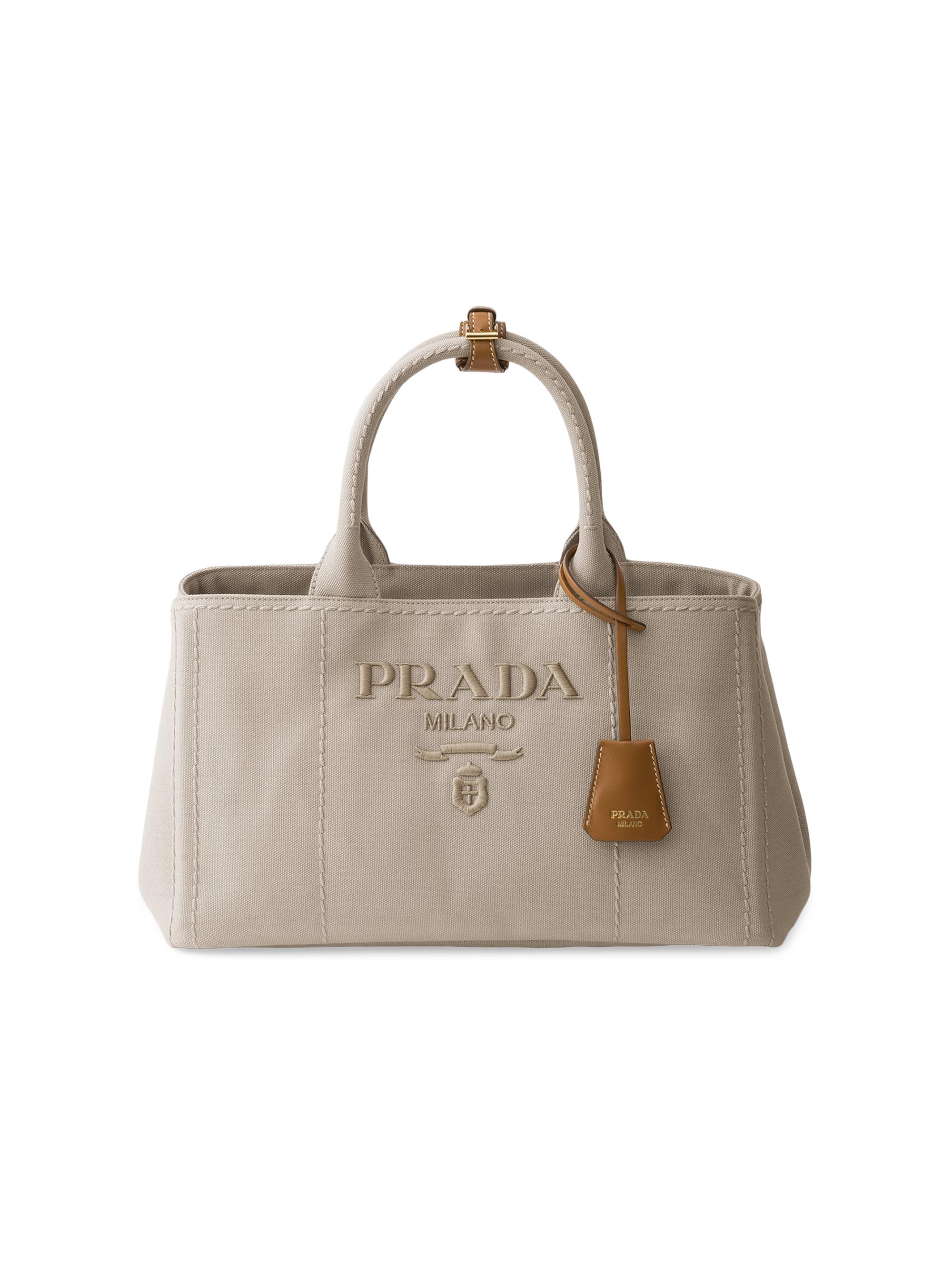 Prada Women's Jardinière Cotton Canvas Tote Bag - Beige