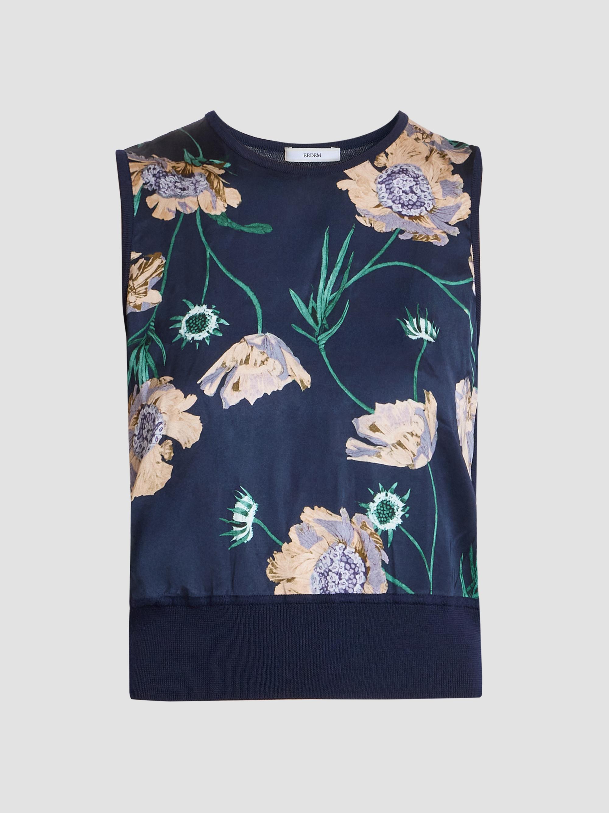 Erdem Women's Flower Wool Knit Sleeveless Top - Navy | Thumbnail 6