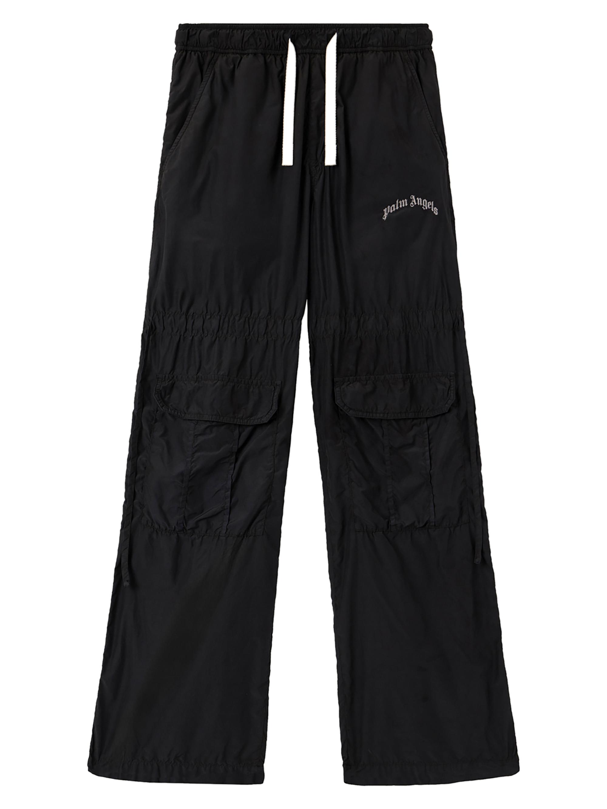 Palm Angels Men's Curved Logo Drawstring Cargo Pants - Black Off White