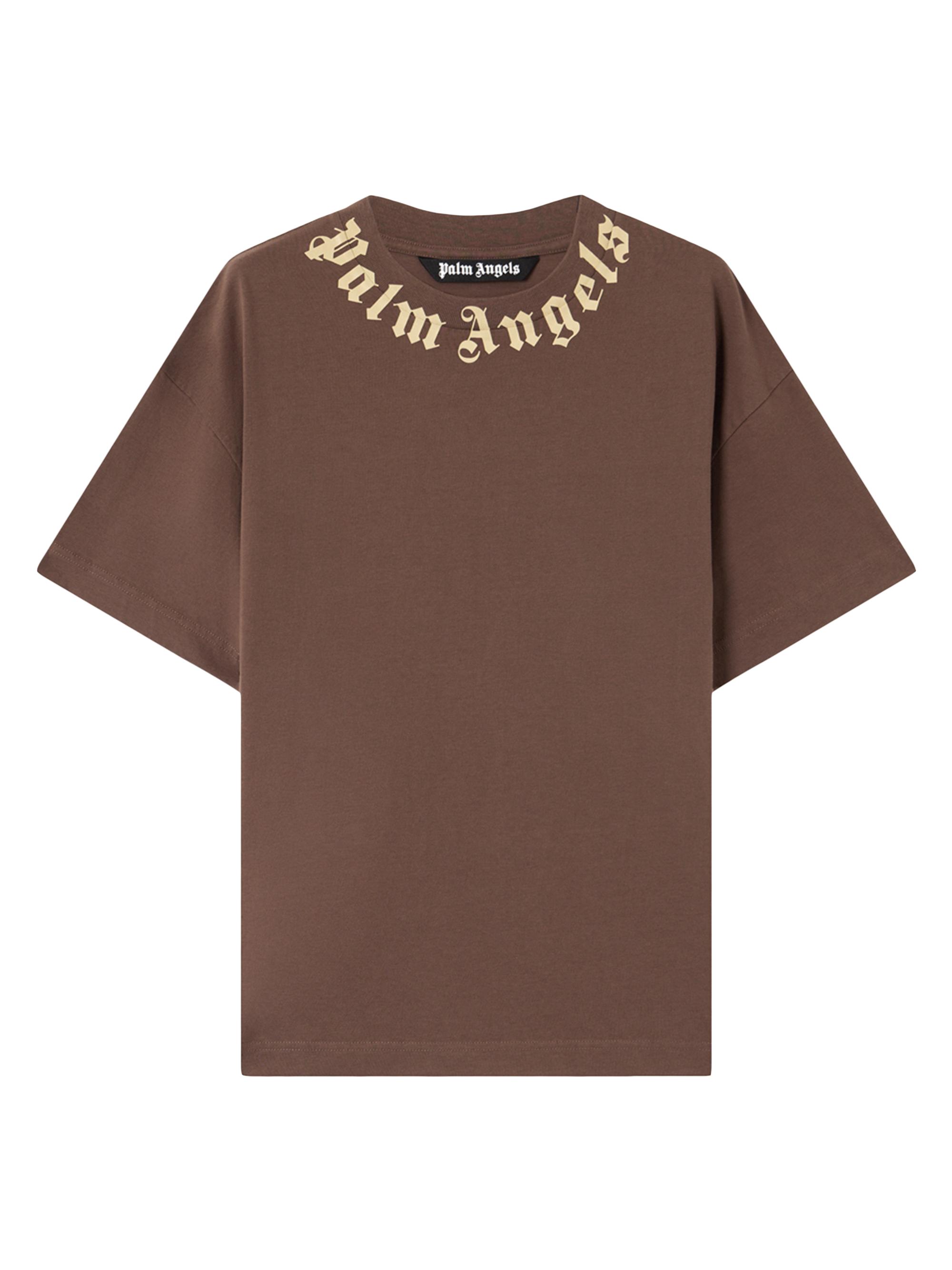 Palm Angels Men's Logo Crewneck Cotton T-Shirt - Brown Beige