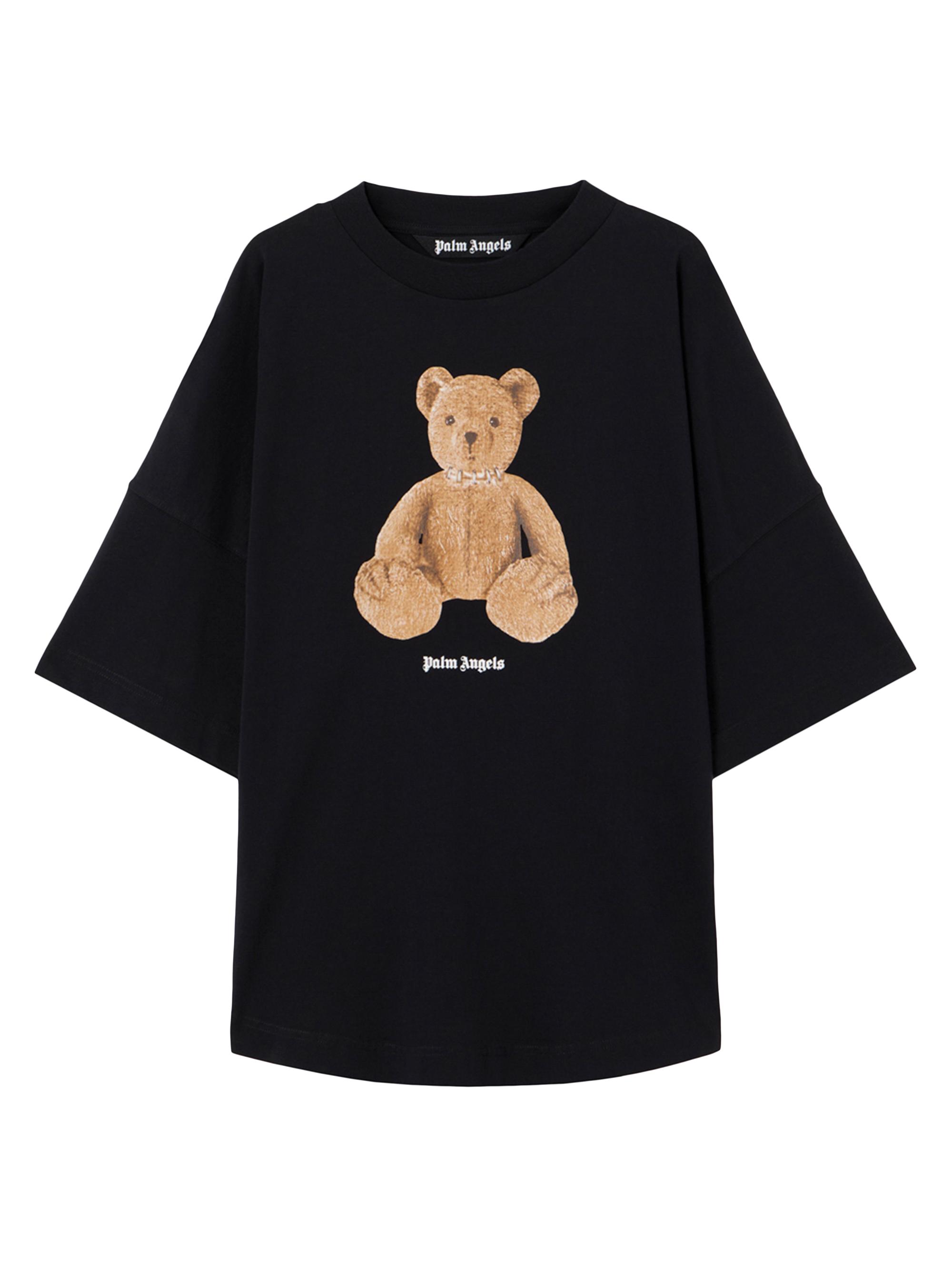 Palm Angels Men's Bear Over Cotton Crewneck T-Shirt - Black Brown