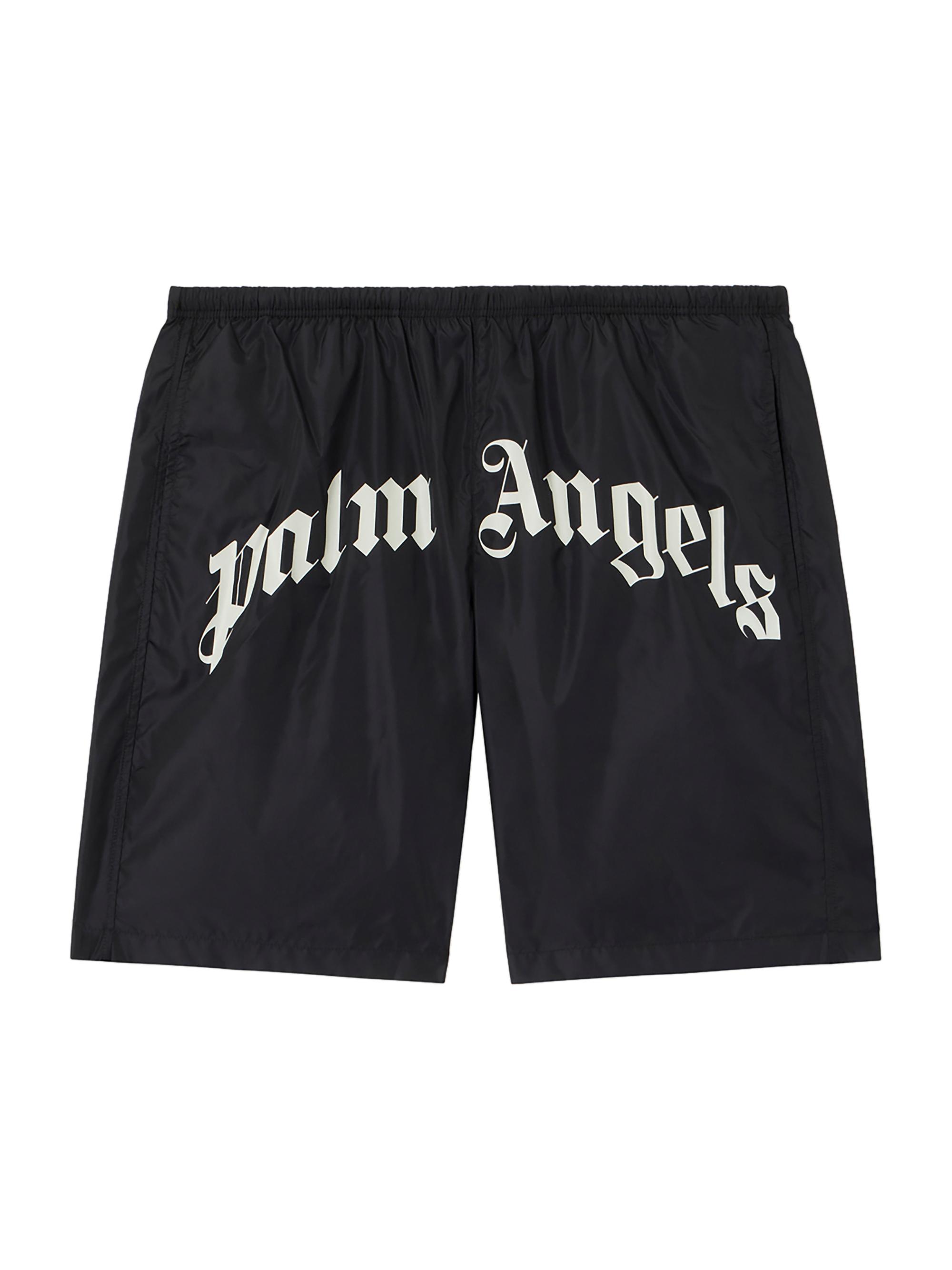 Palm Angels Men's Curved Logo Swim Shorts - Brown Black
