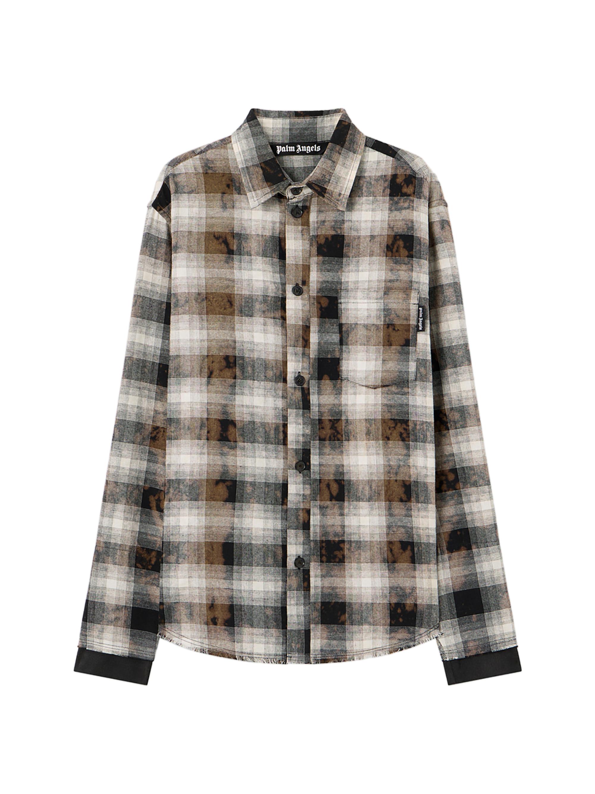 Palm Angels Men's Logo-Yoke Check Shirt - Black Off White