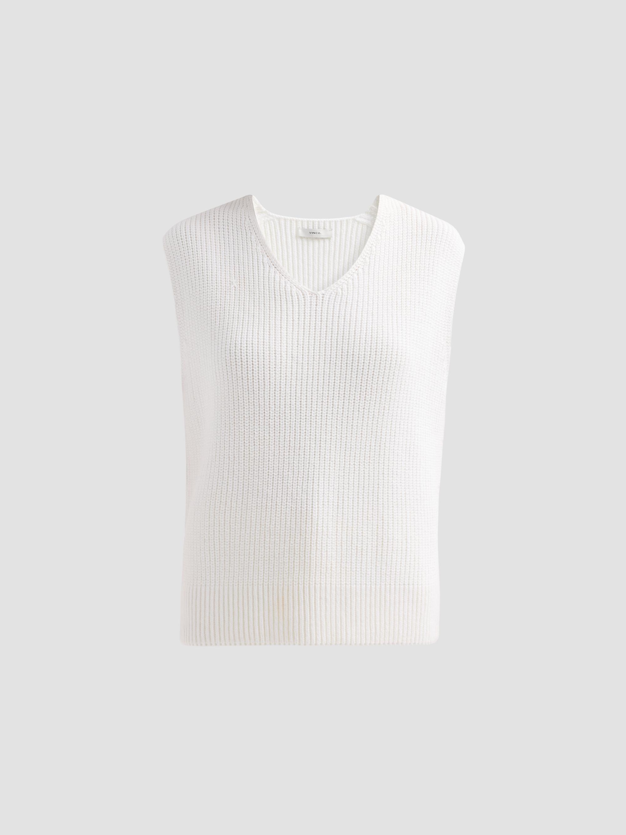 Vince Women's Relaxed Cotton V-Neck Vest - Optic White