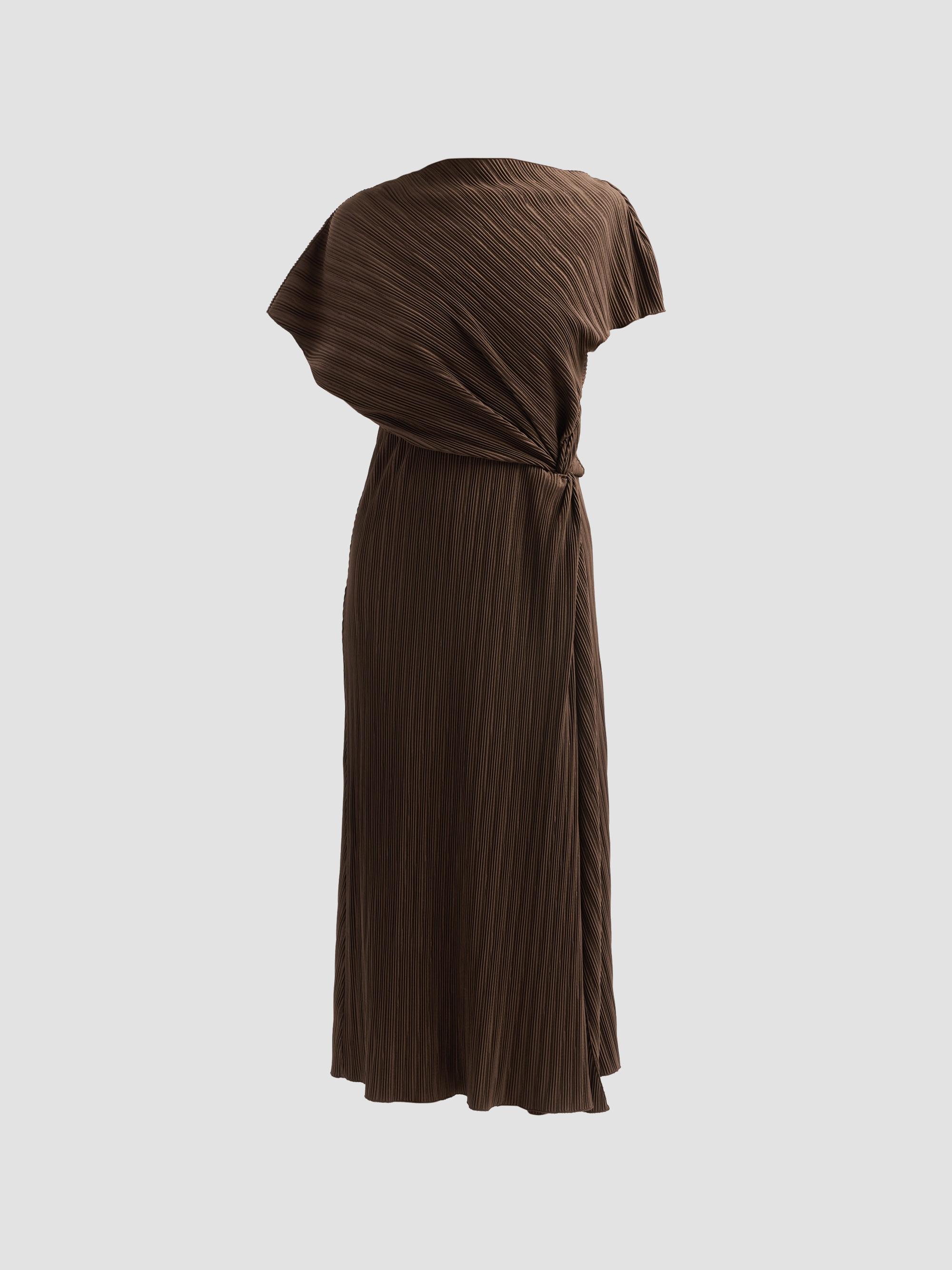 Vince Women's Directional Pleated Twist Midi-Dress - Clove
