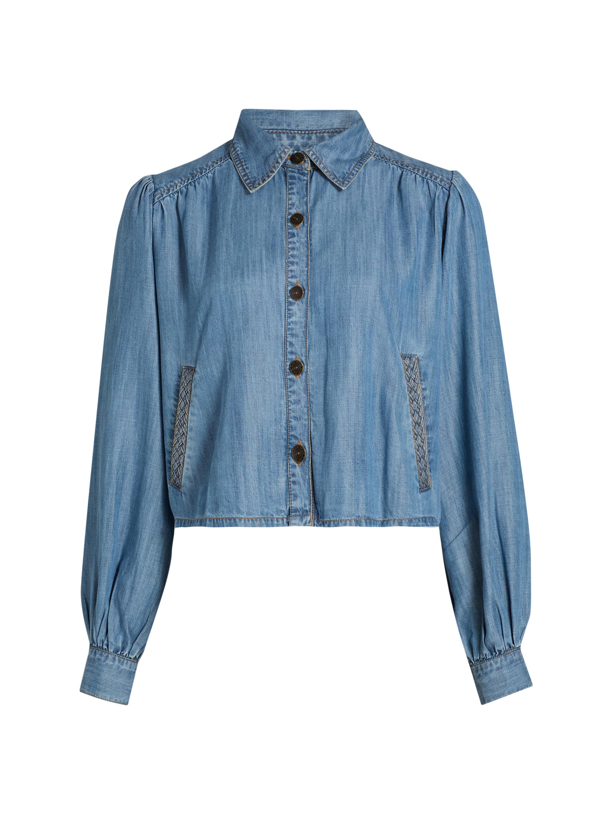 Ramy Brook Women's Aisla Spread Collar Top - Light Chambray