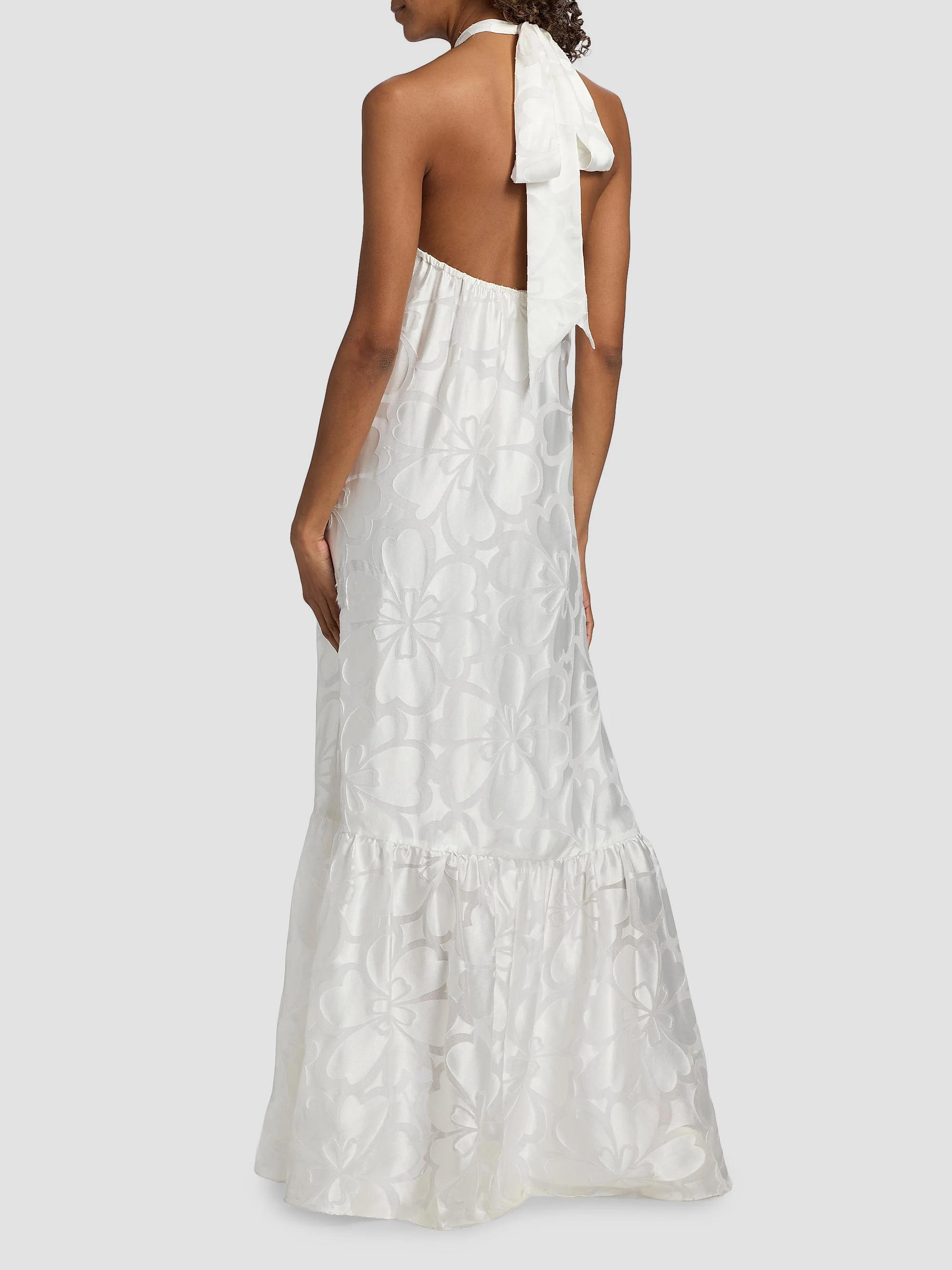 ramy brook eliza halter dress Zelda Printed Maxi in Ivory Burnout sleeve-length:short sleeve