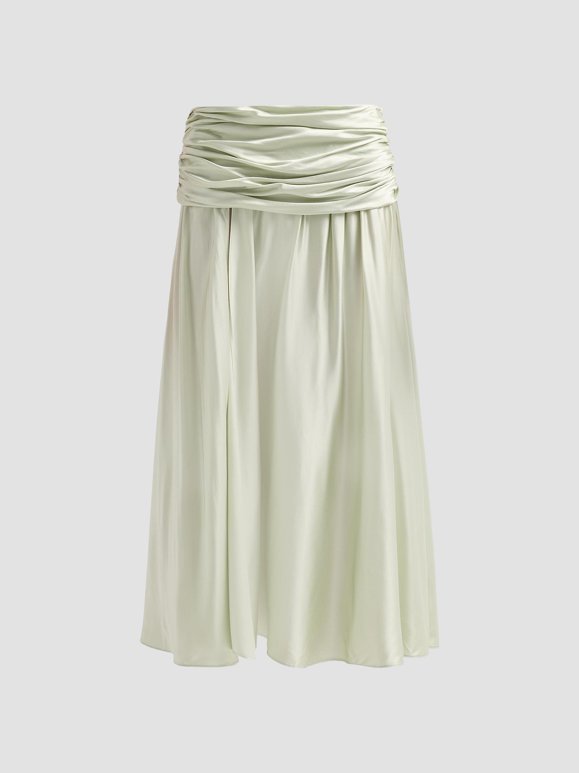 SIMKHAI Women's Gianna Draped Midi-Skirt - Mint | Thumbnail 6