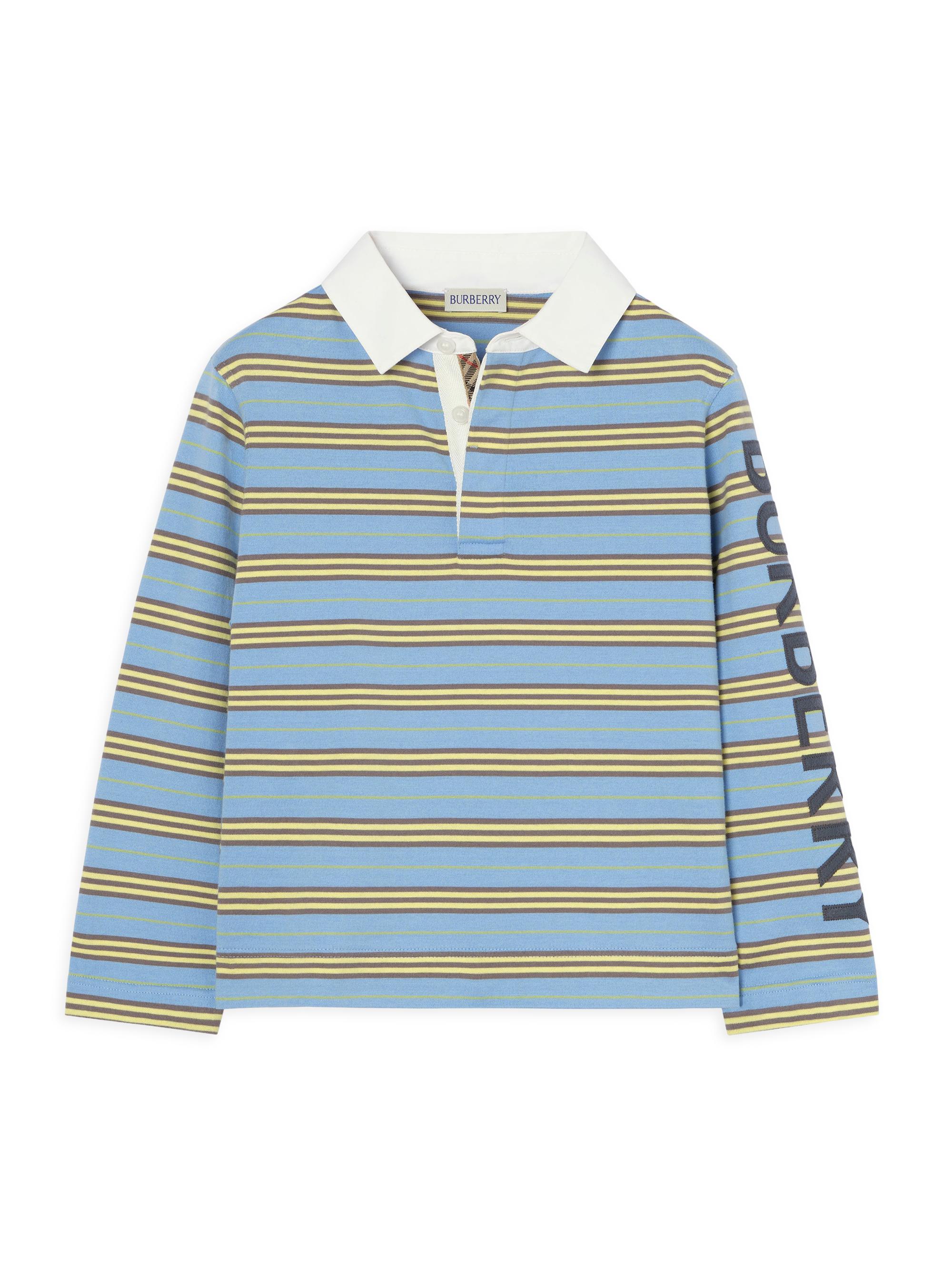 Burberry Little Boy's & Boy's Logo Striped Polo Shirt - Blue Stripe