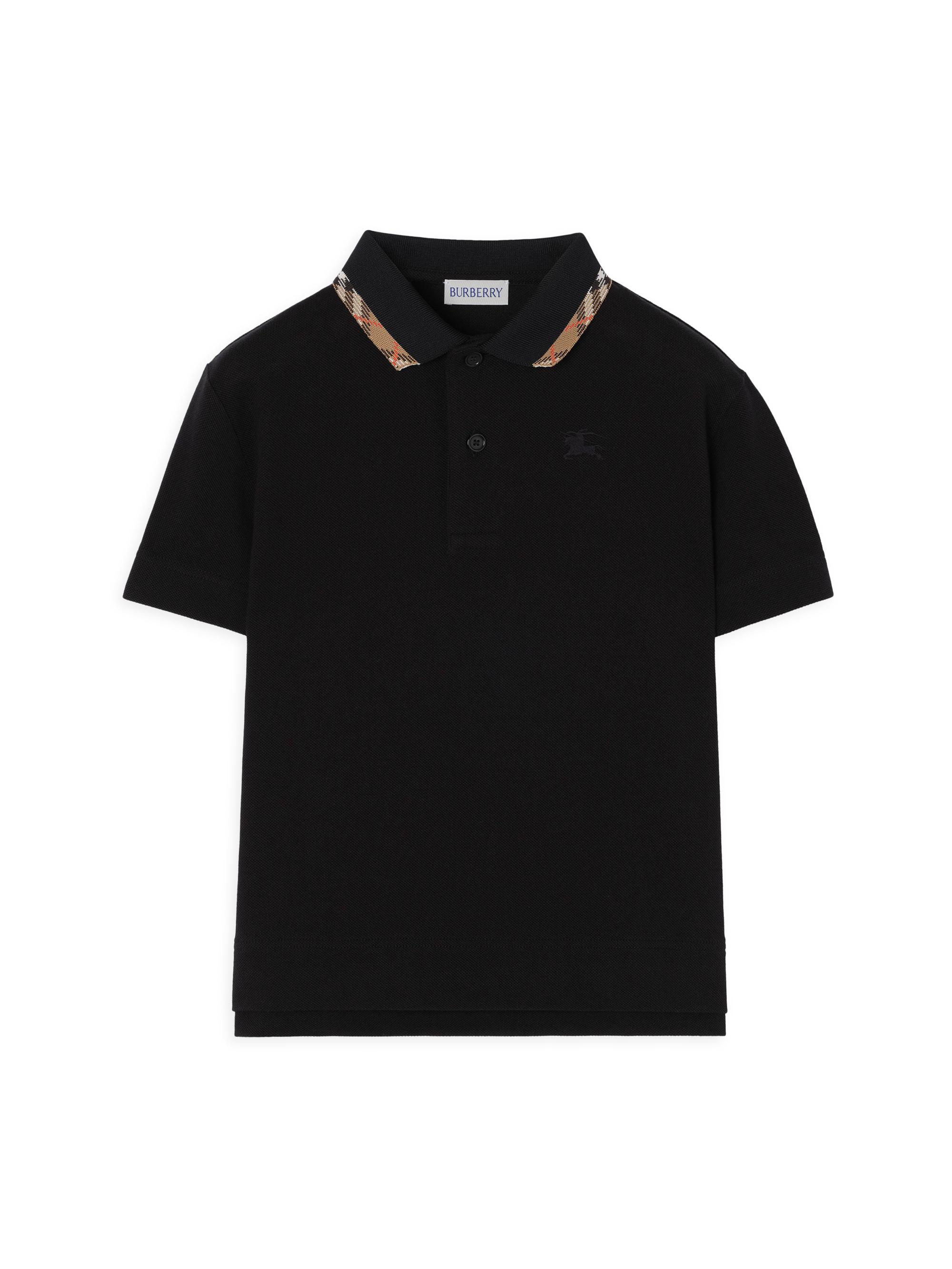 Burberry Little Boy's & Boy's Check-Trimmed Piqué Polo Shirt - Black