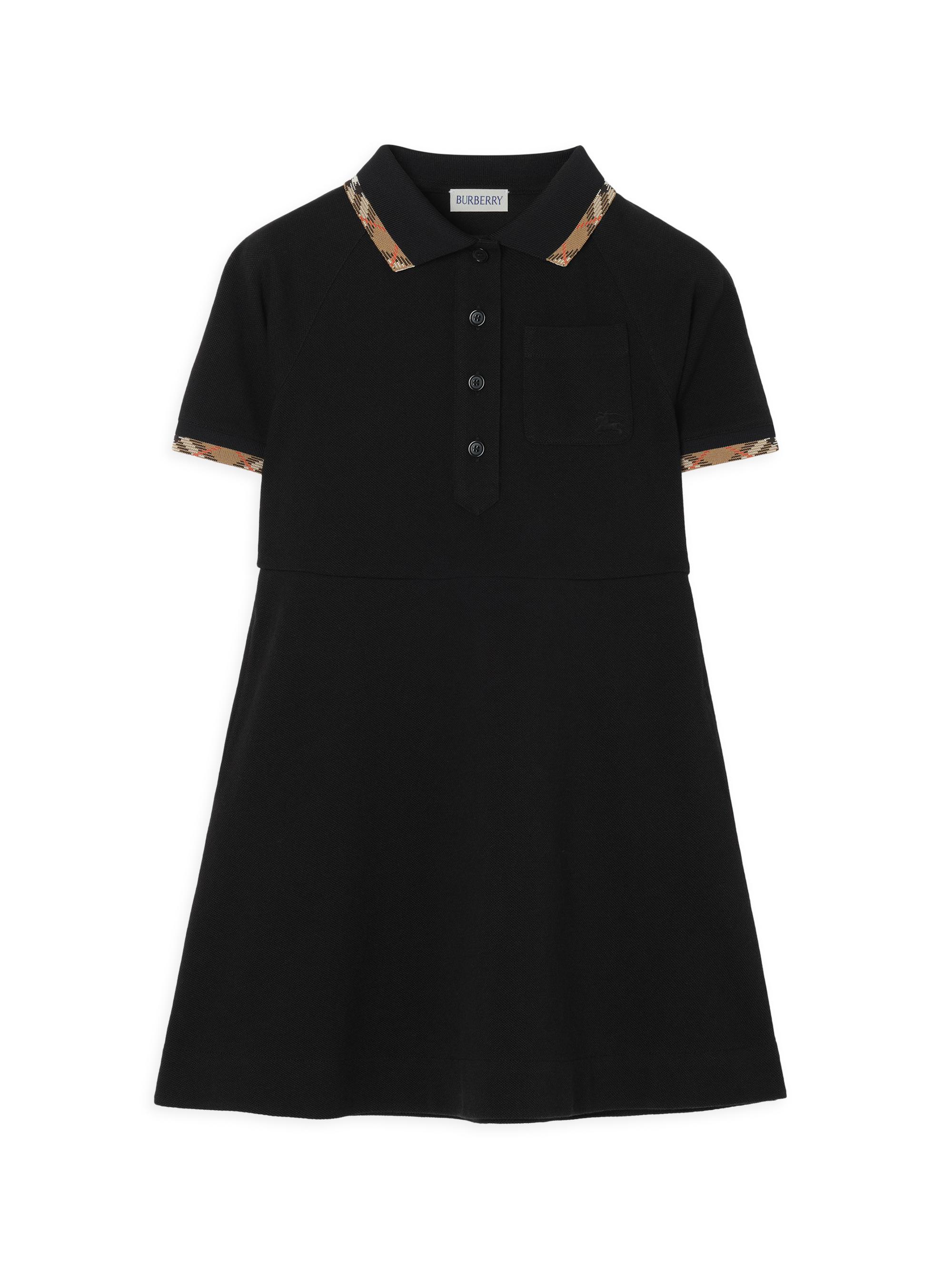 Burberry Little Girl's & Girl's Check-Trim Polo Shirtdress - Black