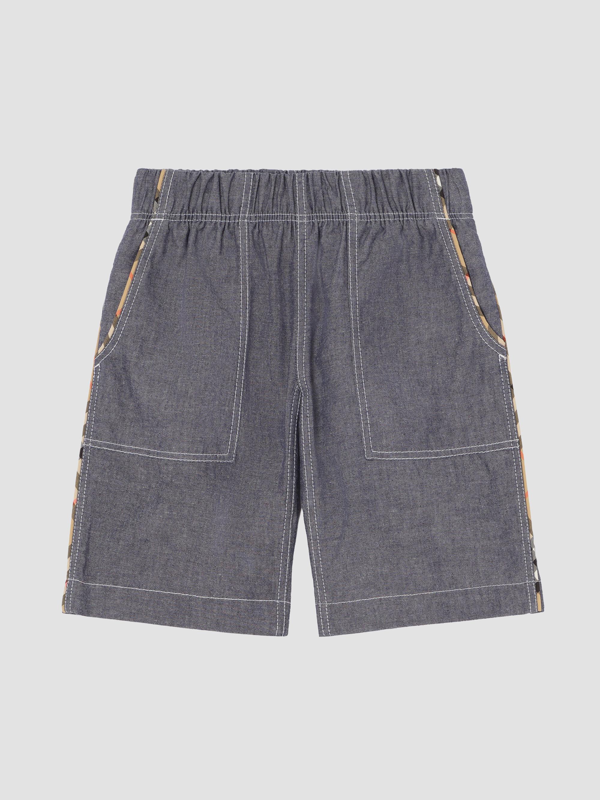 Burberry Little Boy's & Boy's Check-Trimmed Cotton Shorts - Damson Blue Melange | Thumbnail 3