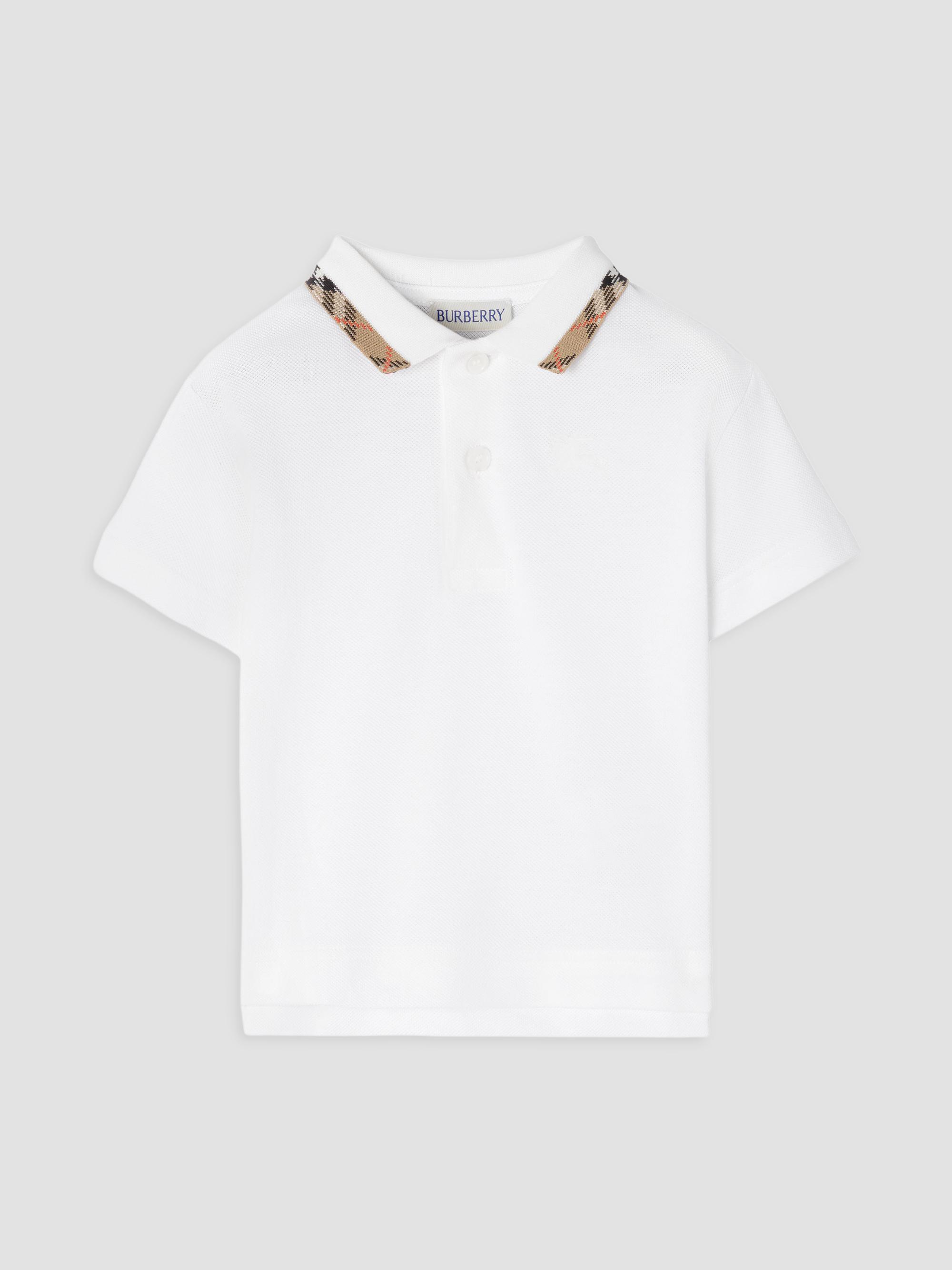 Burberry Baby Boy's, Little Boy's & Boy's Check-Trimmed Polo Shirt - White 6 Months | Thumbnail 4