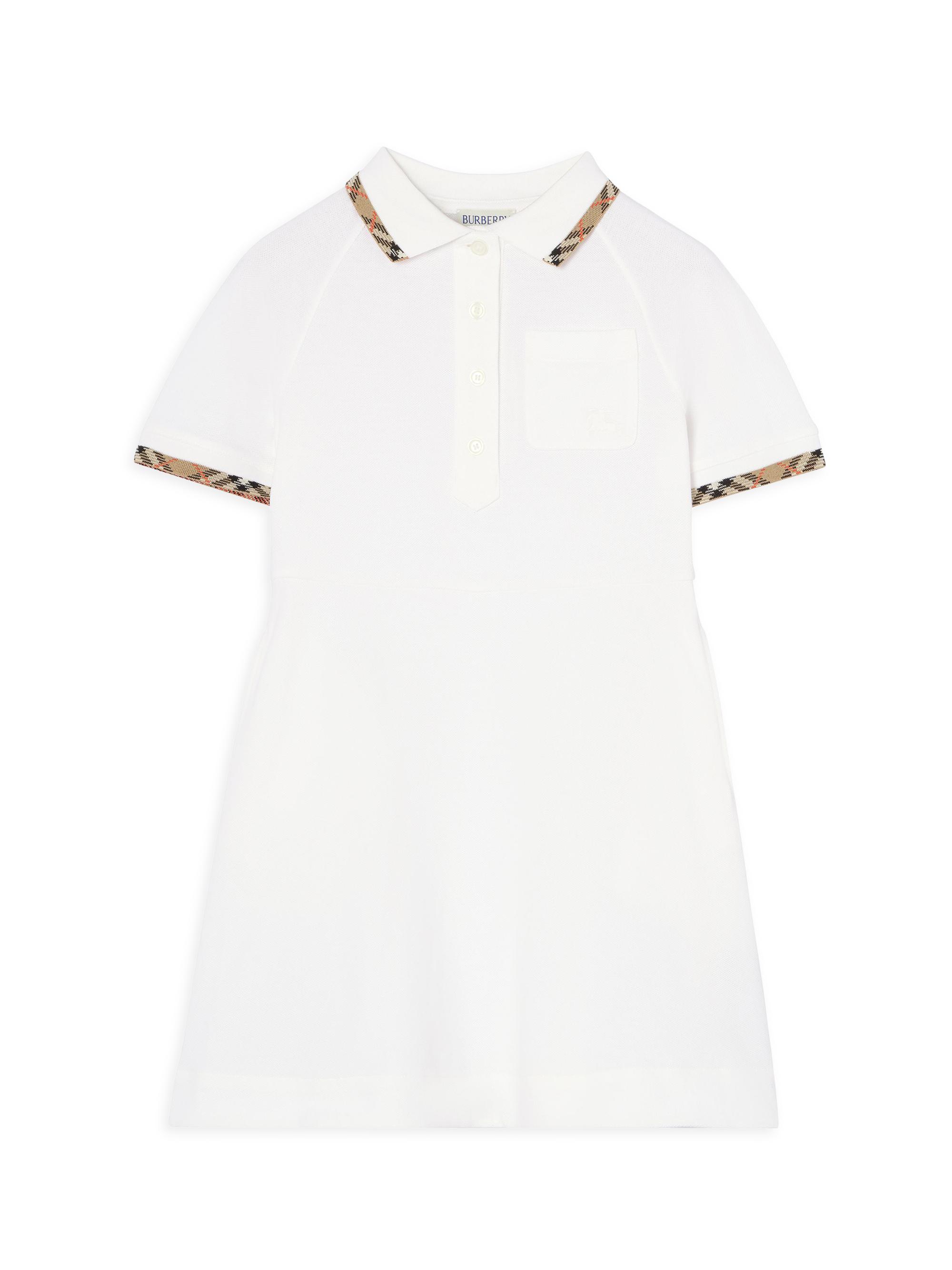 Burberry Little Girl's & Girl's Check Trim Polo Shirtdress - White