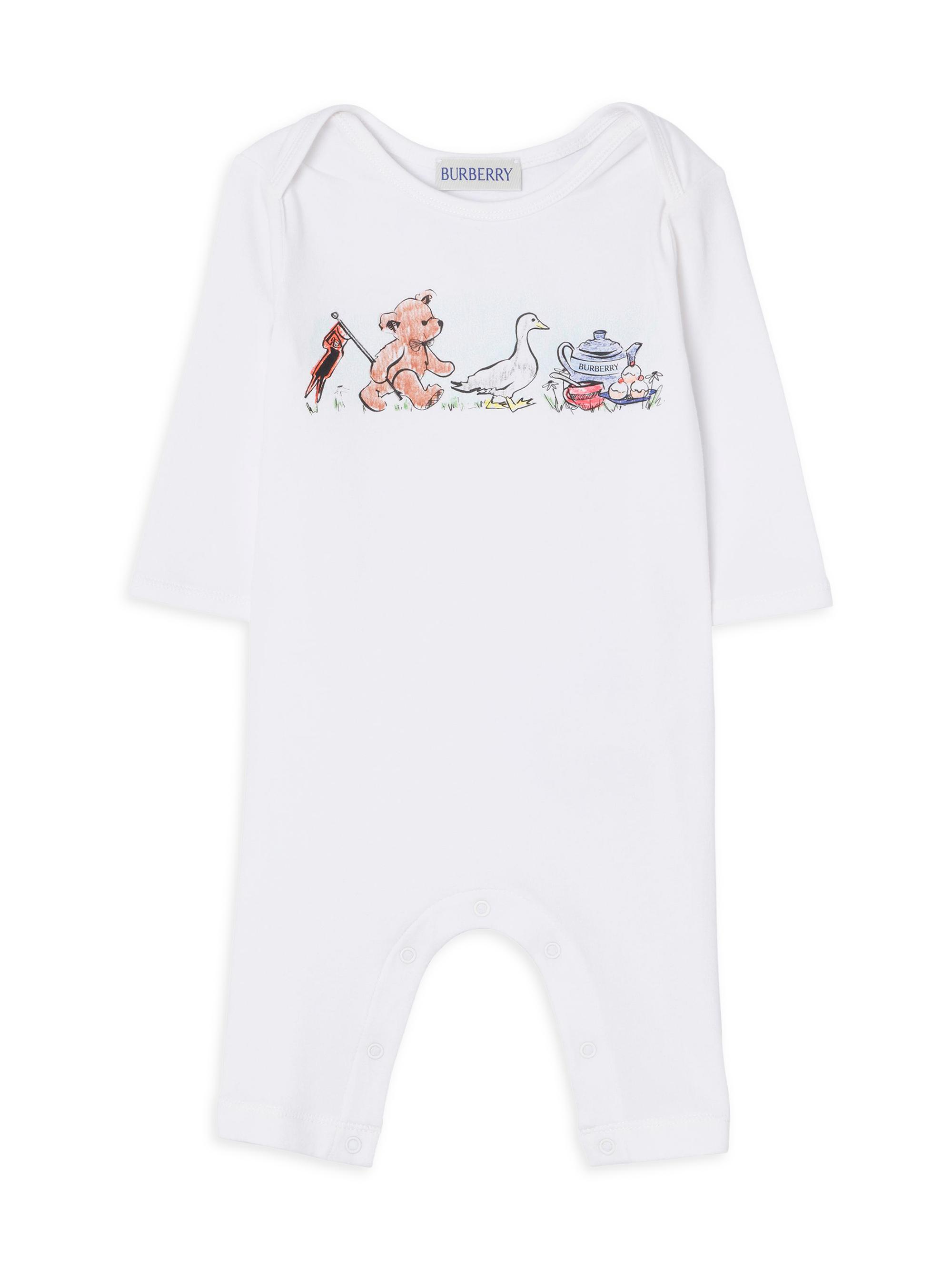 Burberry Baby's Thomas Bear Cotton Coveralls - White 9 Months