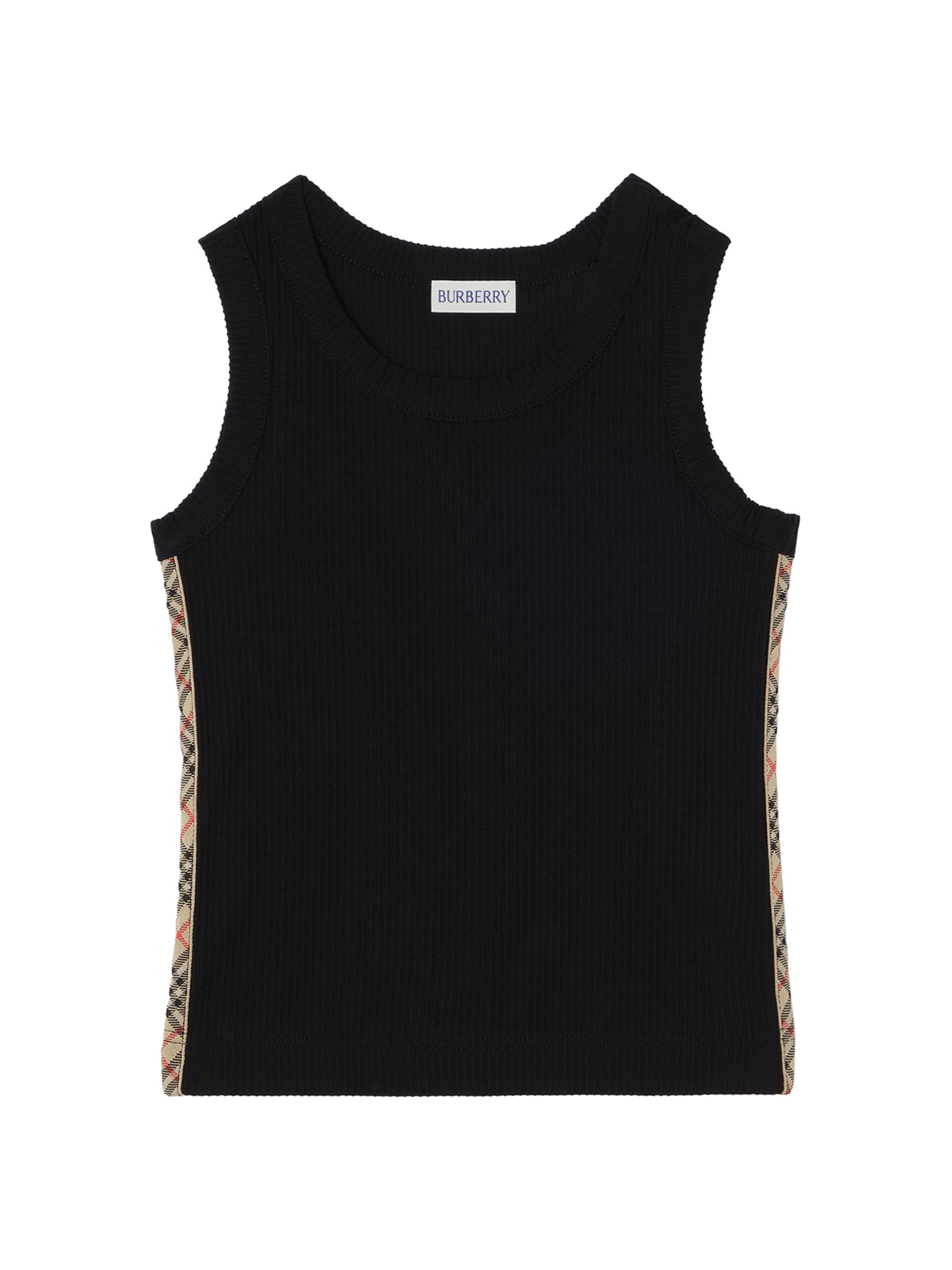 Burberry Little Girl's & Girl's Check-Trim Ribbed Tank - Black