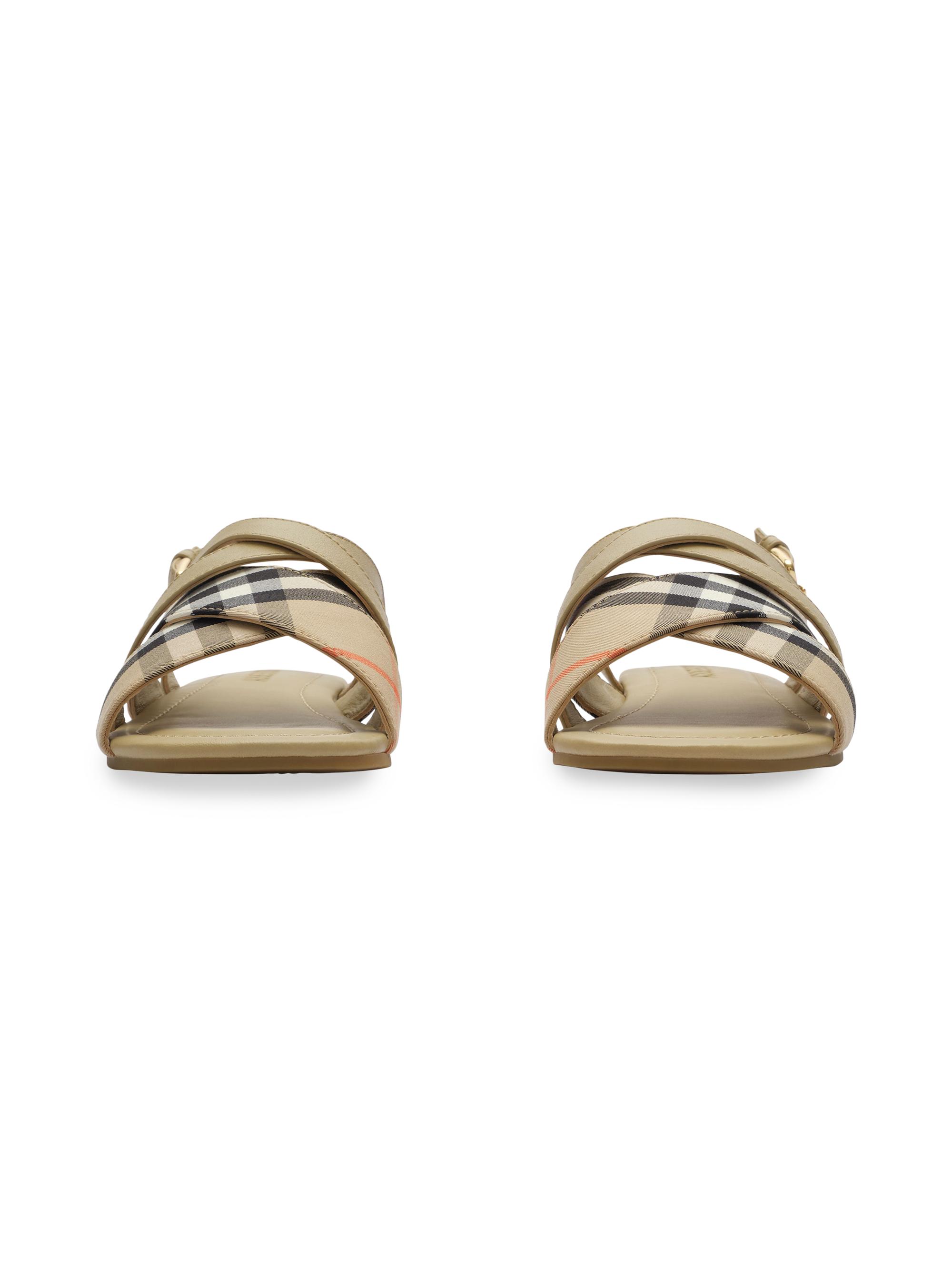 Burberry Little Girl's & Girl's Cleo Check Leather Sandals - Sand 3.5 (Child) | Thumbnail 2