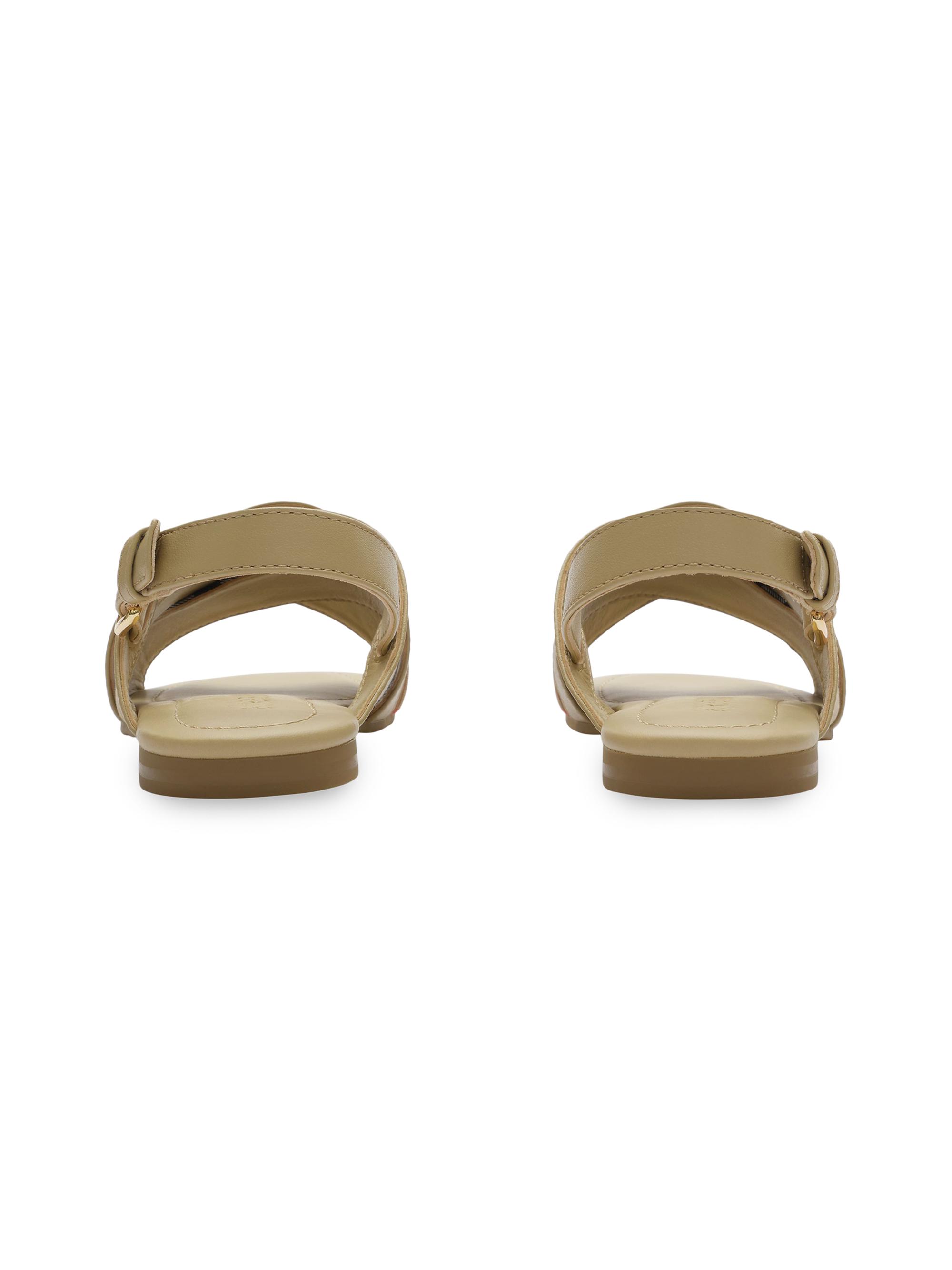 Burberry Little Girl's & Girl's Cleo Check Leather Sandals - Sand 3.5 (Child) | Thumbnail 3