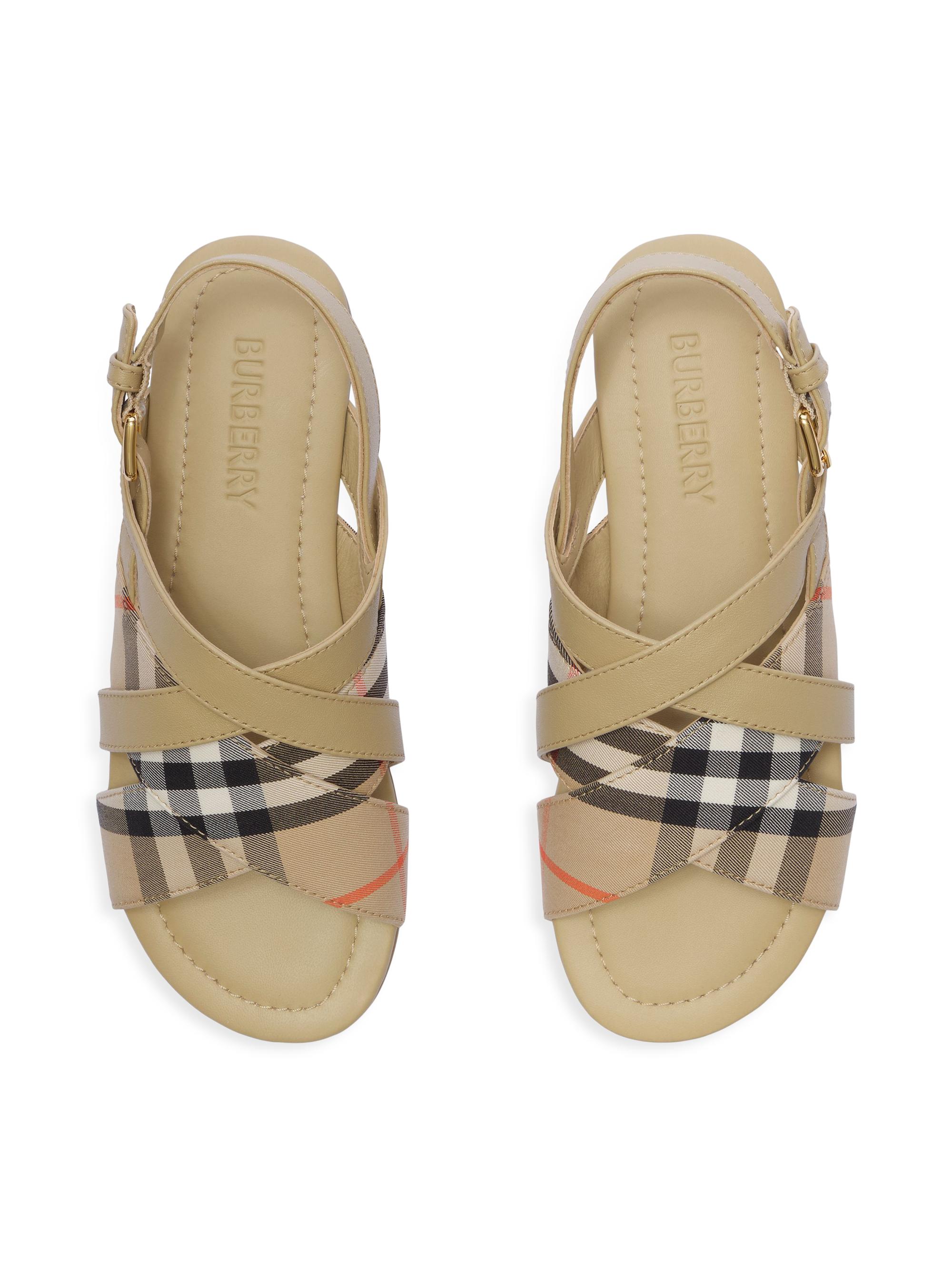 Burberry Little Girl's & Girl's Cleo Check Leather Sandals - Sand 3.5 (Child) | Thumbnail 4