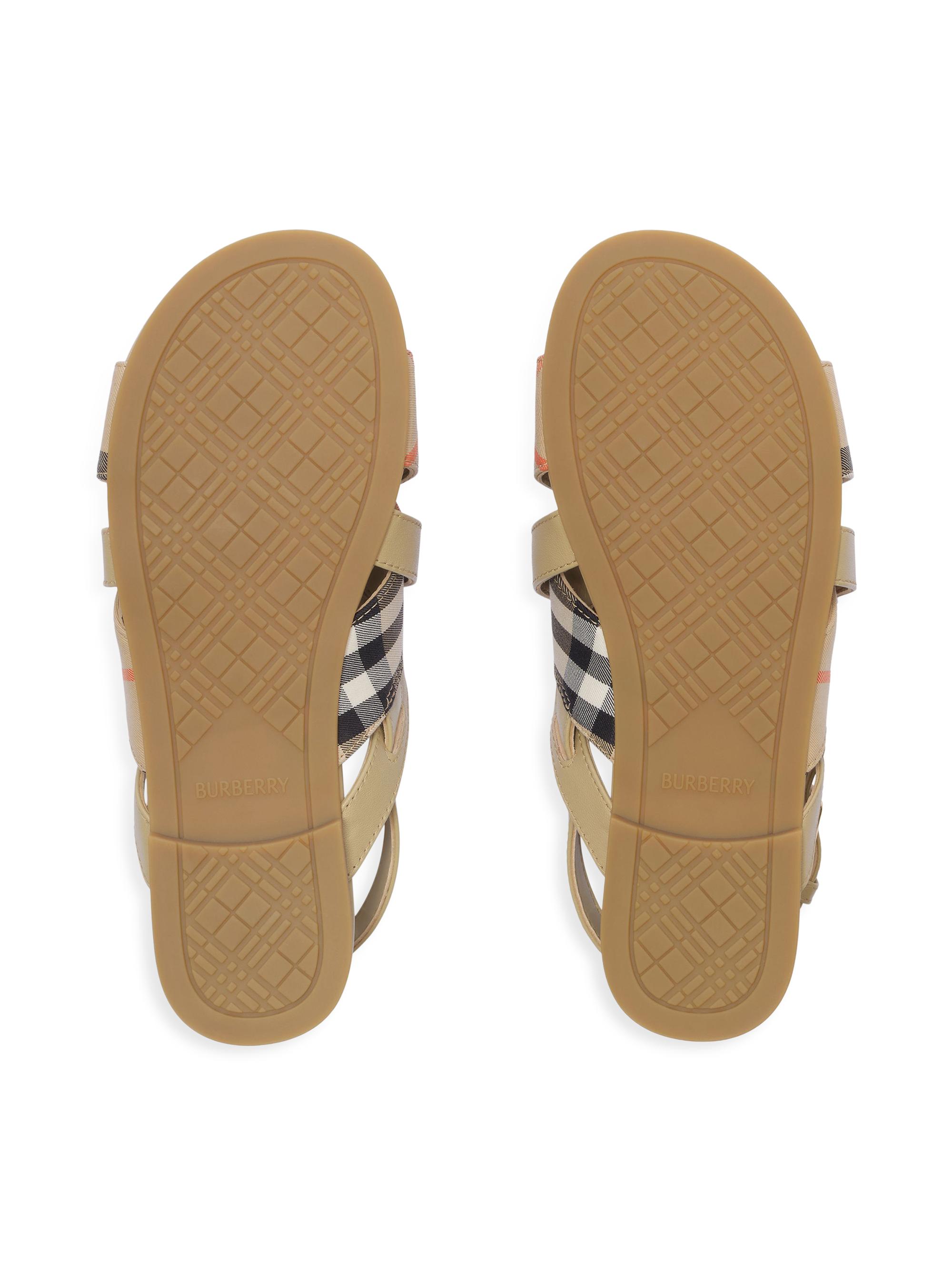 Burberry Little Girl's & Girl's Cleo Check Leather Sandals - Sand 3.5 (Child) | Thumbnail 5