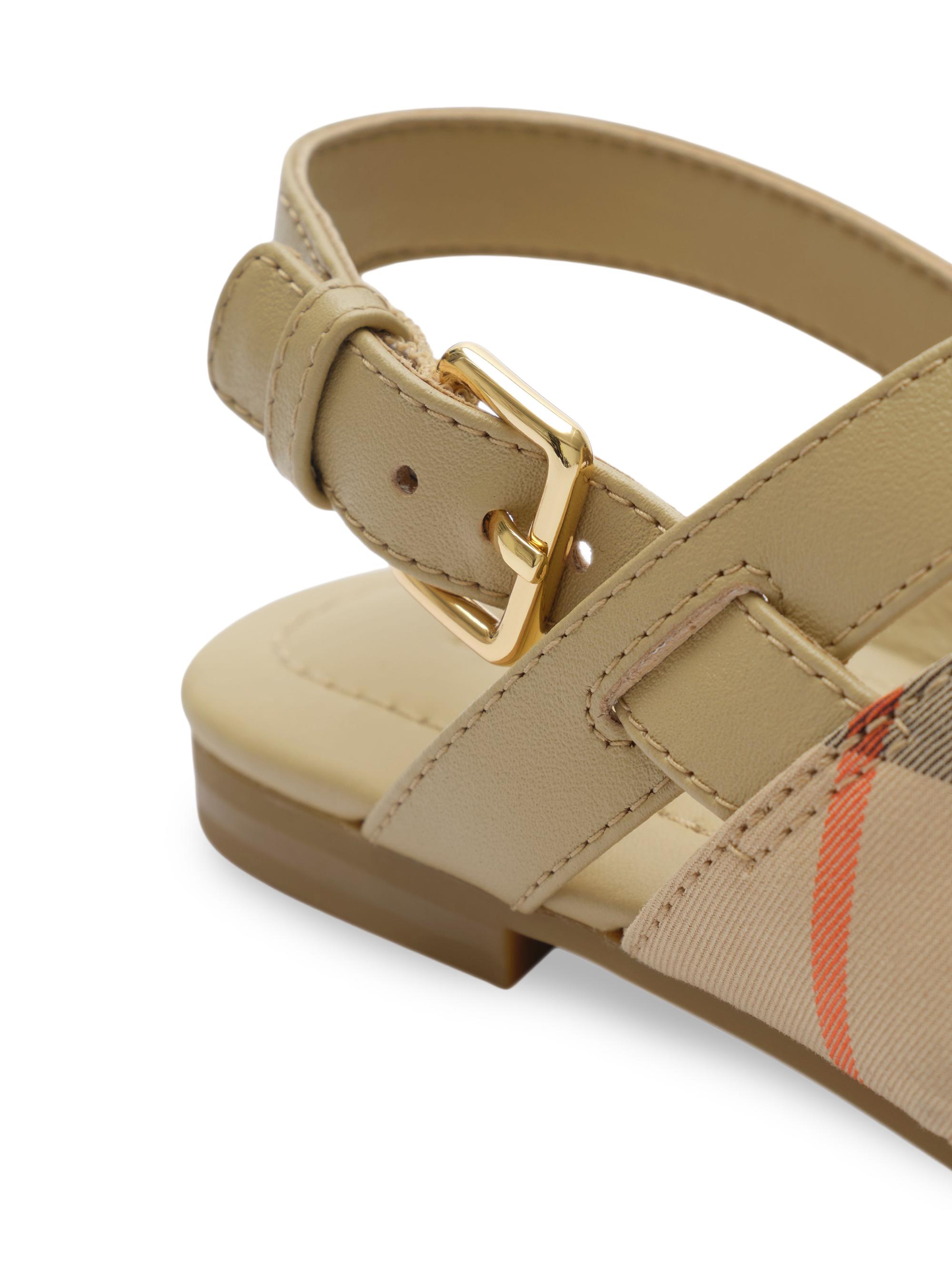 Burberry Little Girl's & Girl's Cleo Check Leather Sandals - Sand 3.5 (Child) | Thumbnail 6