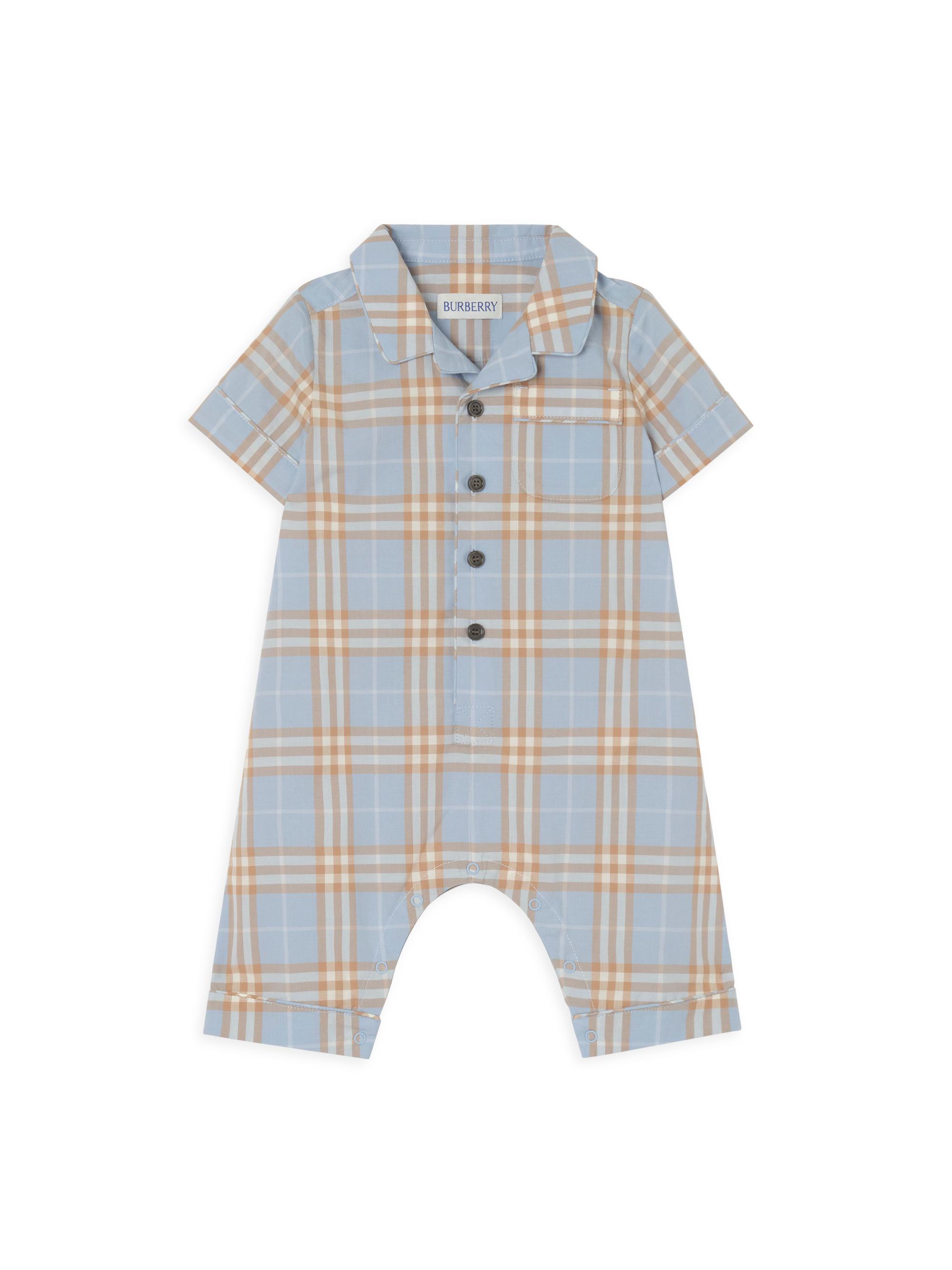 Burberry Baby Boy's Check Coveralls - Dusty Blue 9 Months