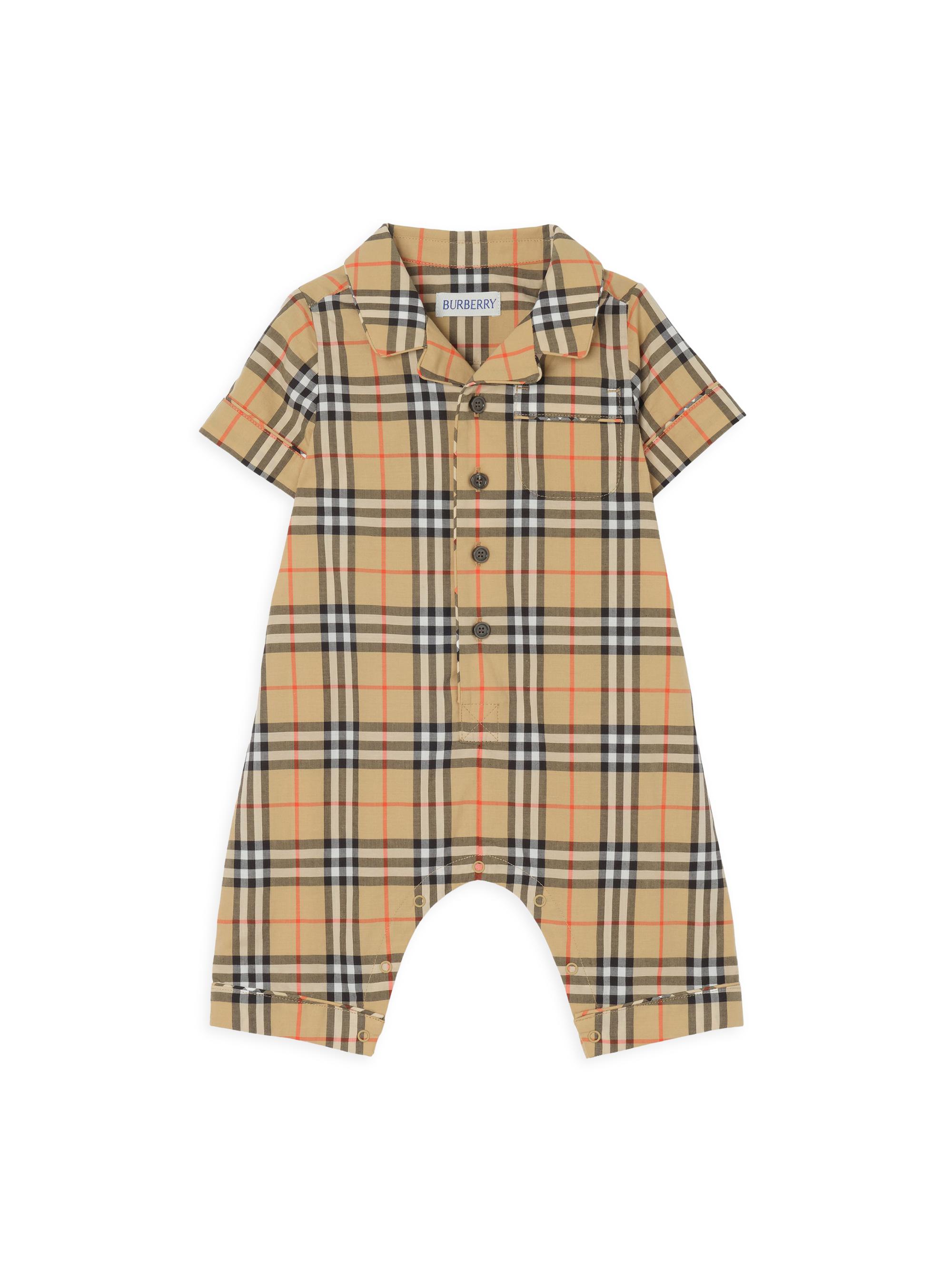 Burberry Baby Boy's Check Coveralls - Sand 6 Months