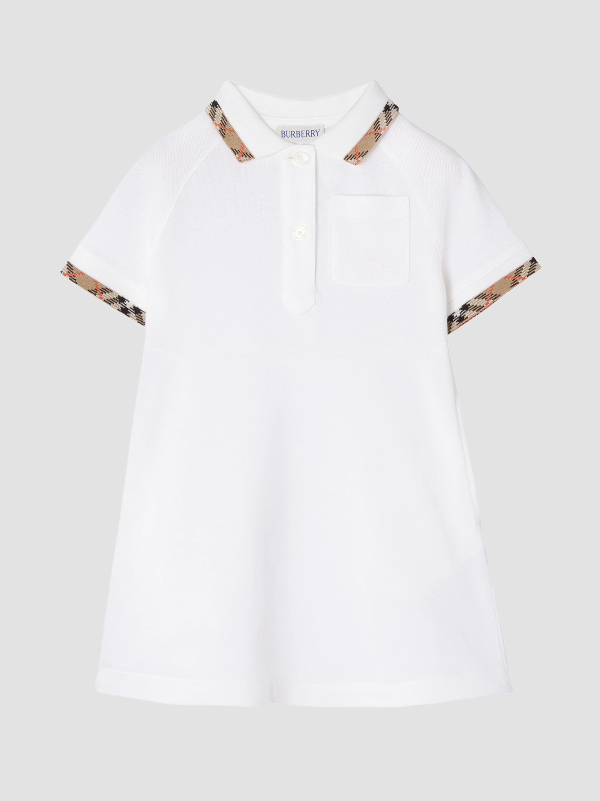 Burberry Baby Girl's & Little Girl's Check-Trimmed Polo Shirtdress - White 6 Months | Thumbnail 3
