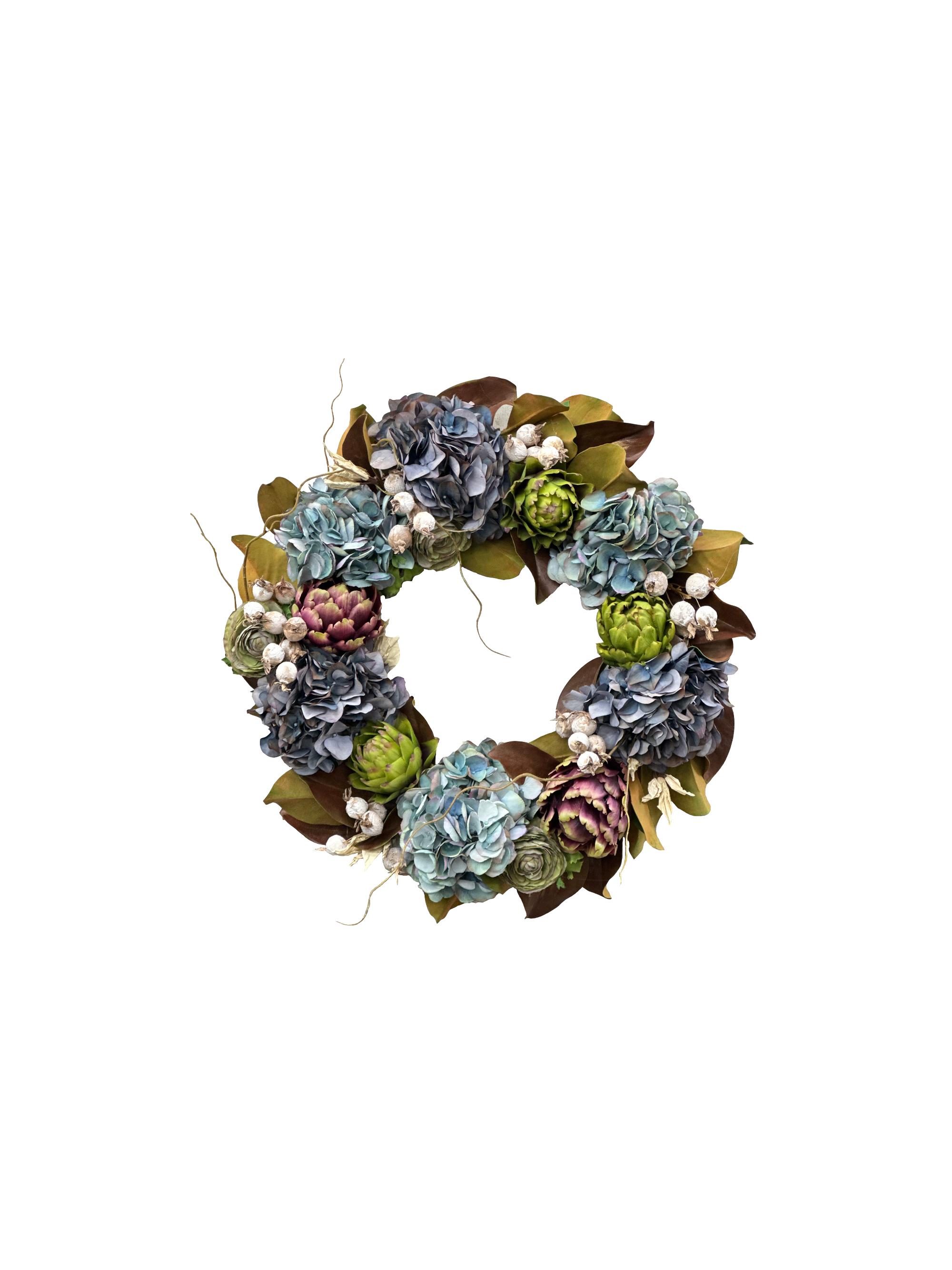 Winward Home Artificial Artichoke Hydrangea Wreath | Thumbnail 2