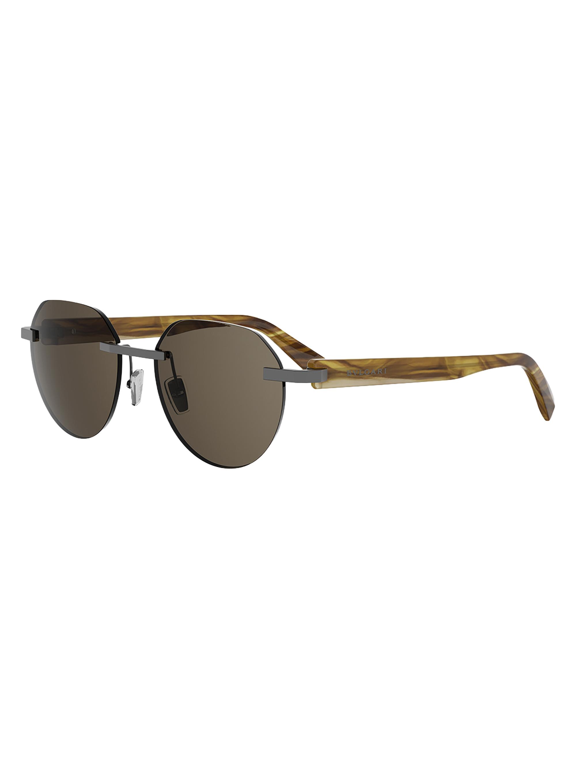 BVLGARI Men's Octo 56MM Round Sunglasses - Matte Dark Ruthenium Brown | Thumbnail 4