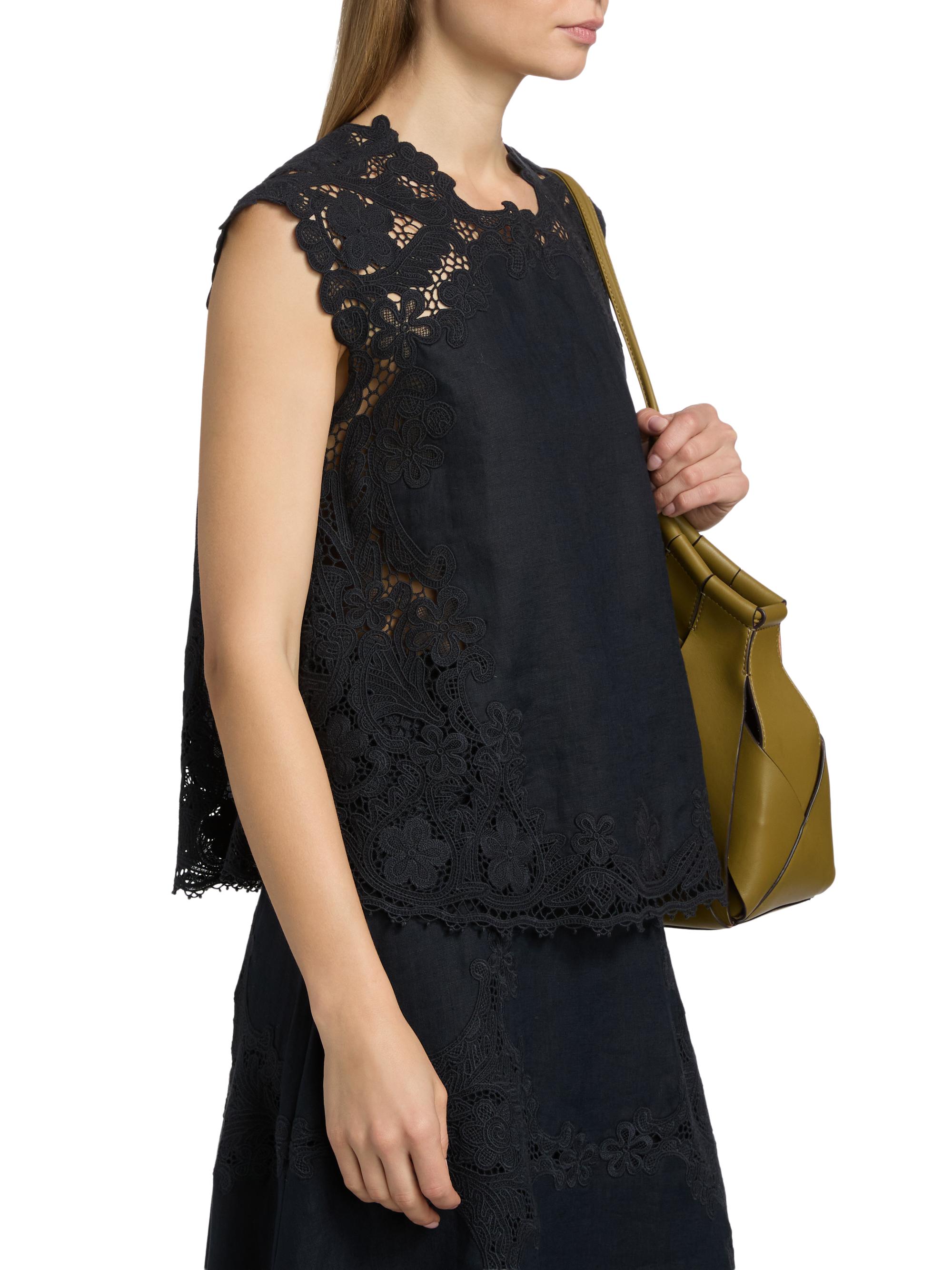 Ulla Johnson Women's Amelie Floral-Embroidered Linen Top - Noir | Thumbnail 4