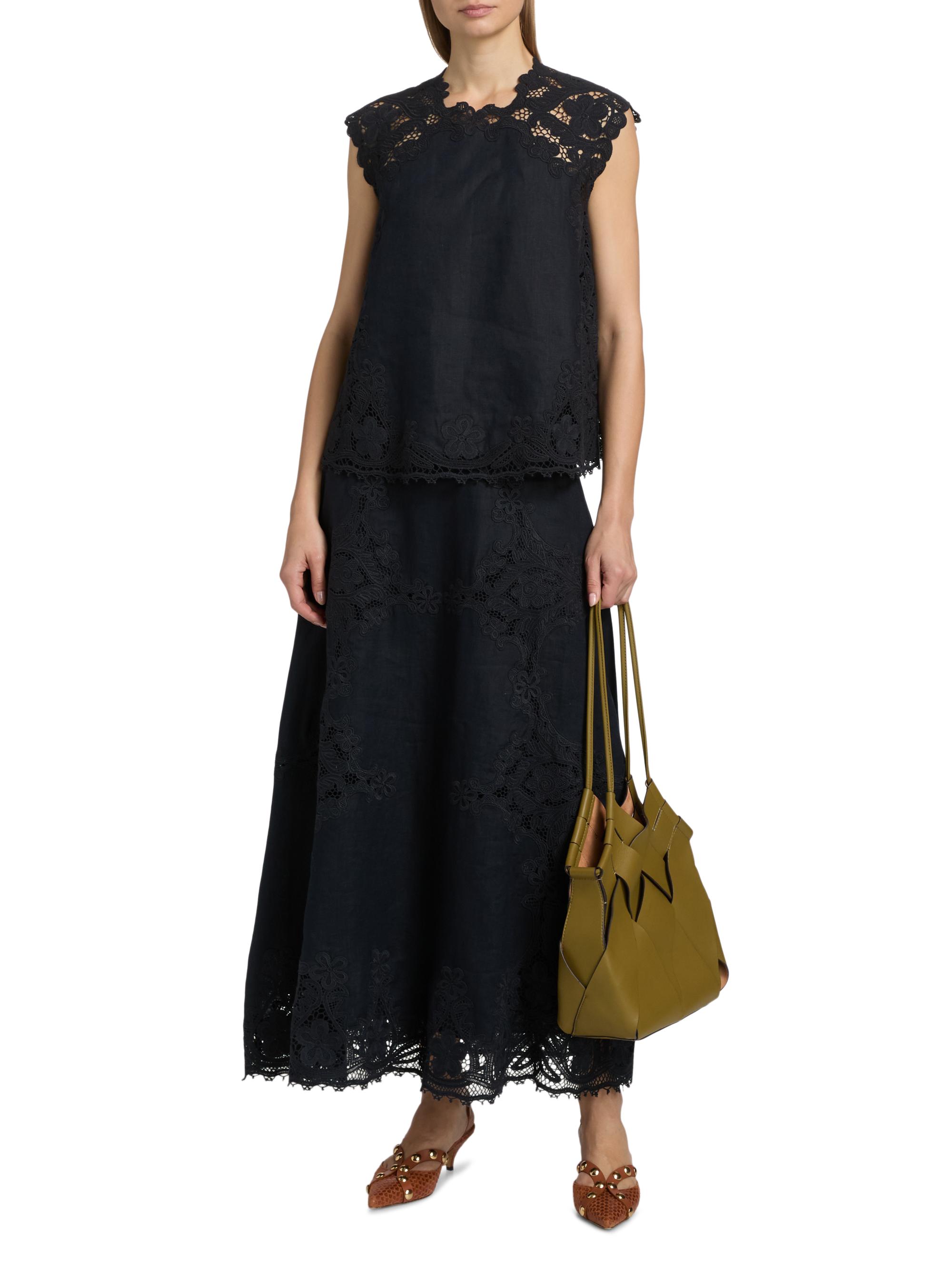 Ulla Johnson Women's Amelie Floral-Embroidered Linen Top - Noir | Thumbnail 2