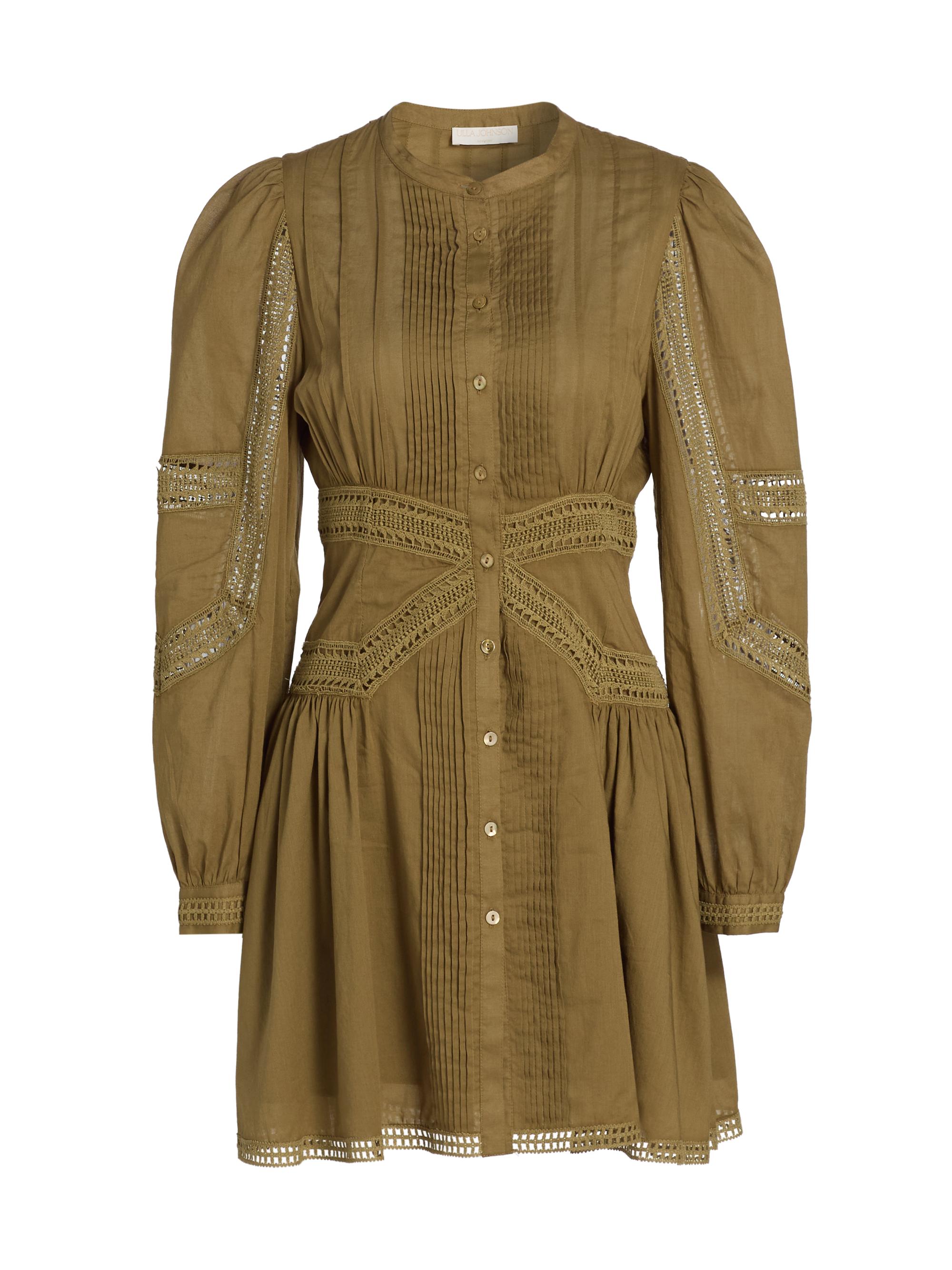 Ulla Johnson Women's Elysia Laced Cotton A-Line Minidress - Lichen