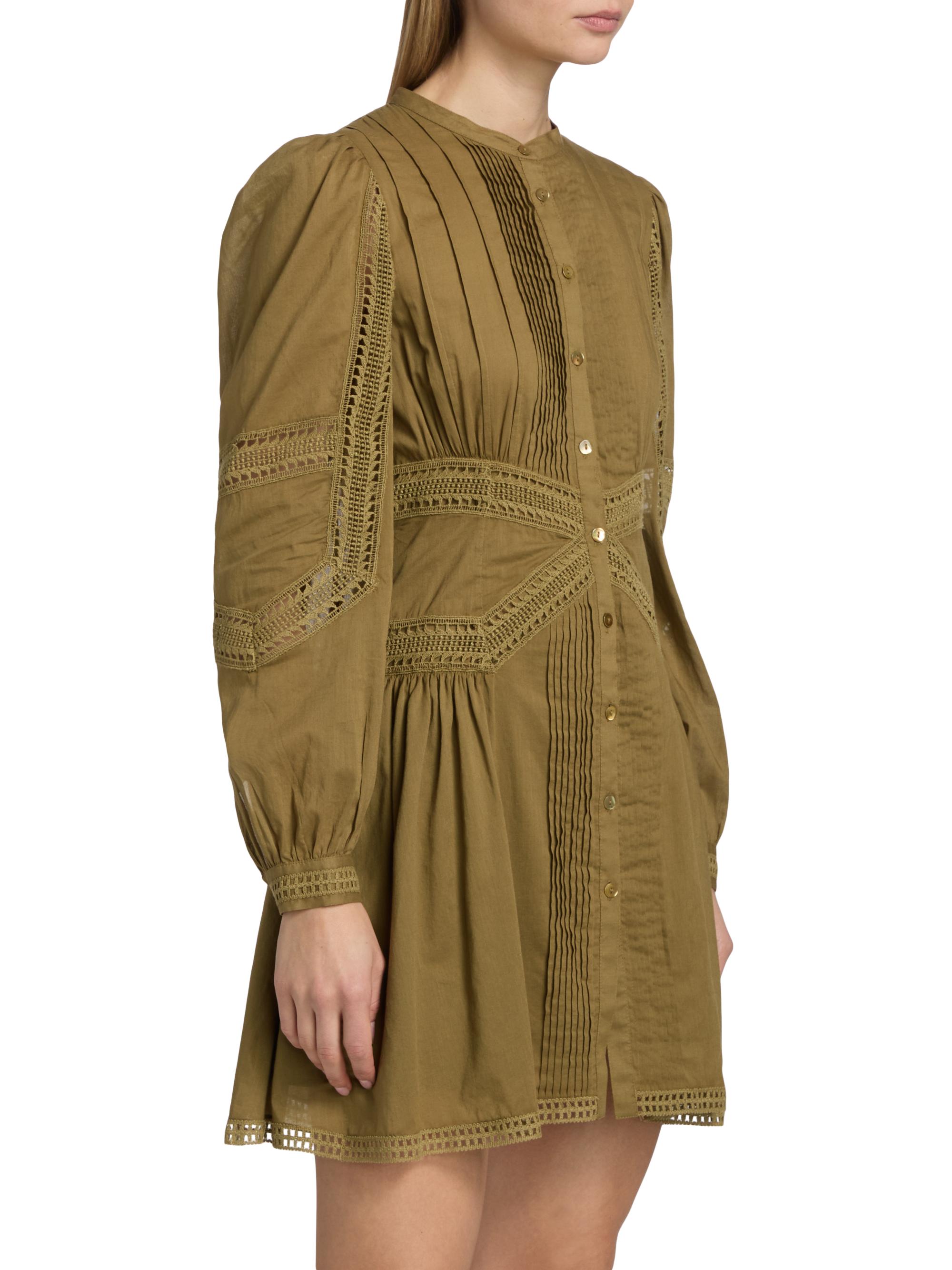 Ulla Johnson Women's Elysia Laced Cotton A-Line Minidress - Lichen | Thumbnail 4