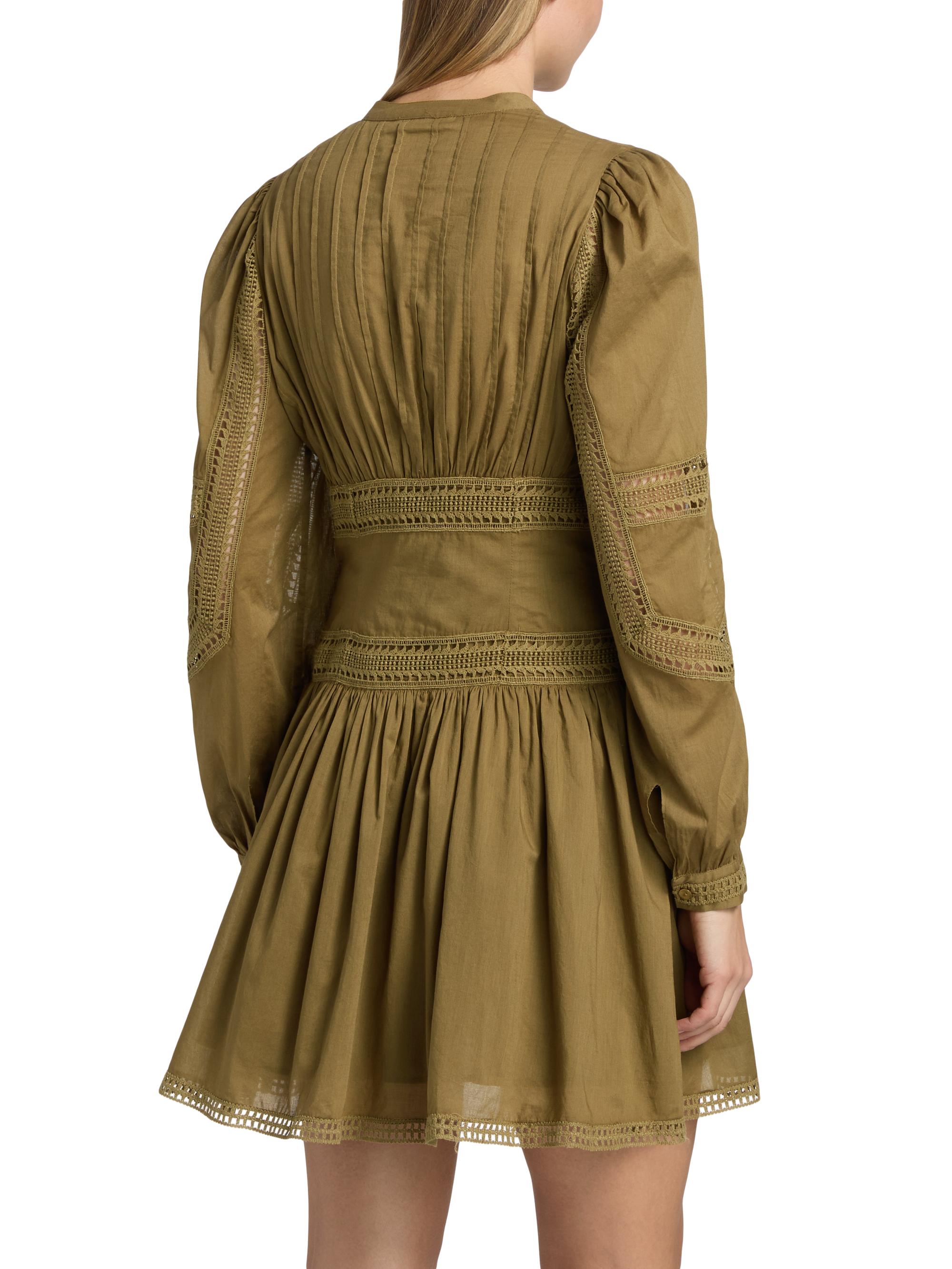 Ulla Johnson Women's Elysia Laced Cotton A-Line Minidress - Lichen | Thumbnail 5