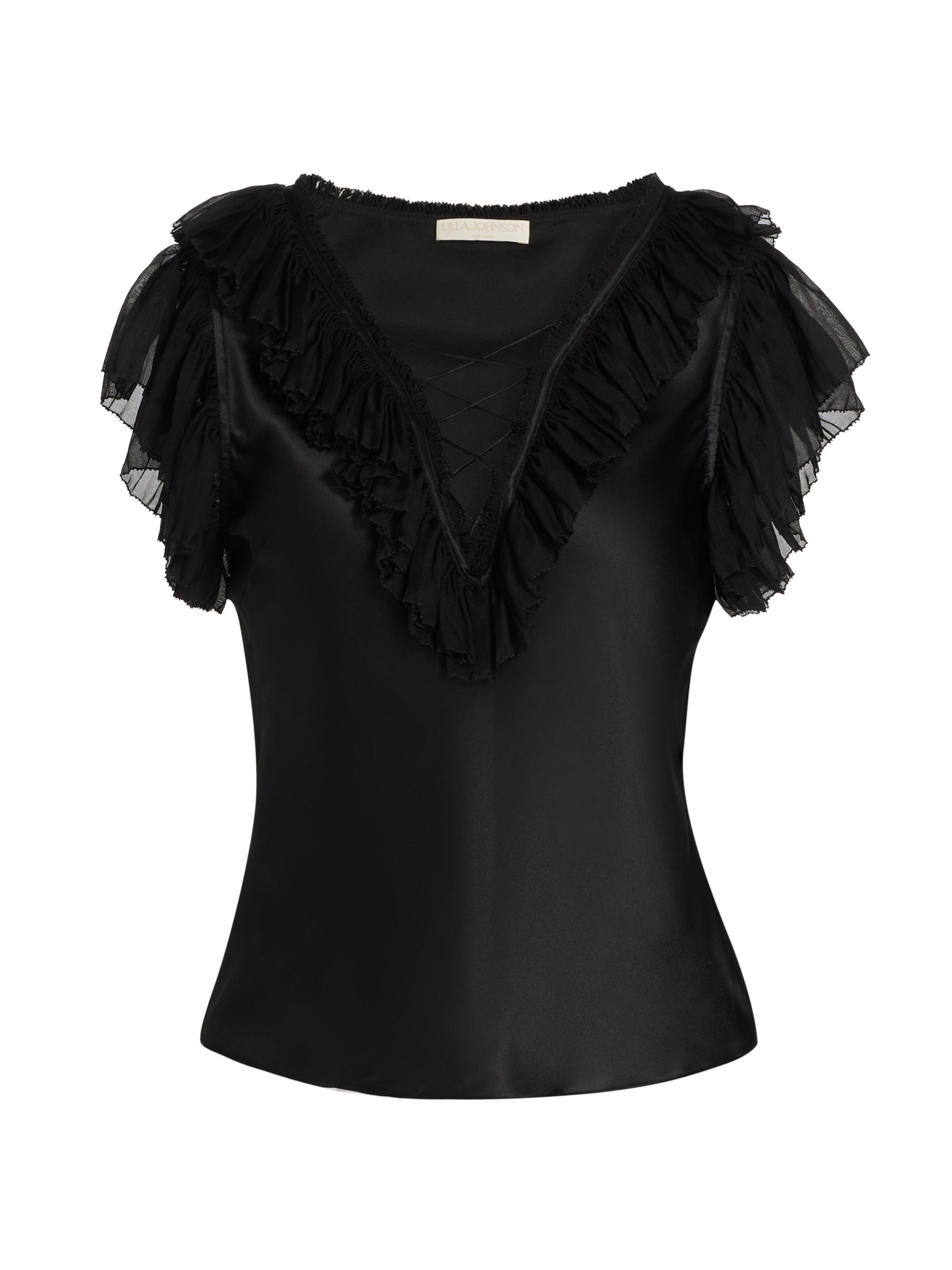 Ulla Johnson Women's Ilyana Ruffled Silk Top - Noir