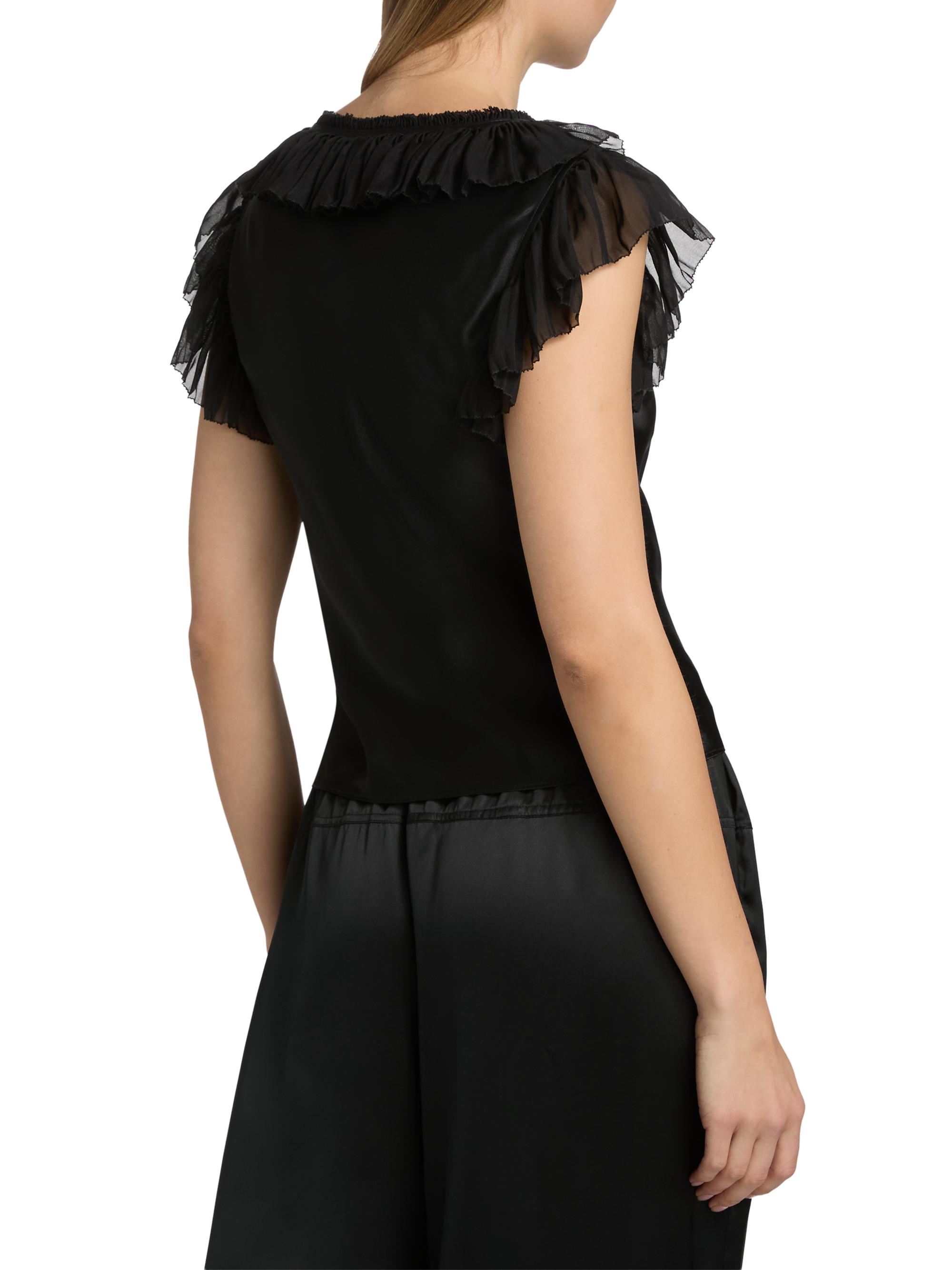 Ulla Johnson Women's Ilyana Ruffled Silk Top - Noir | Thumbnail 5