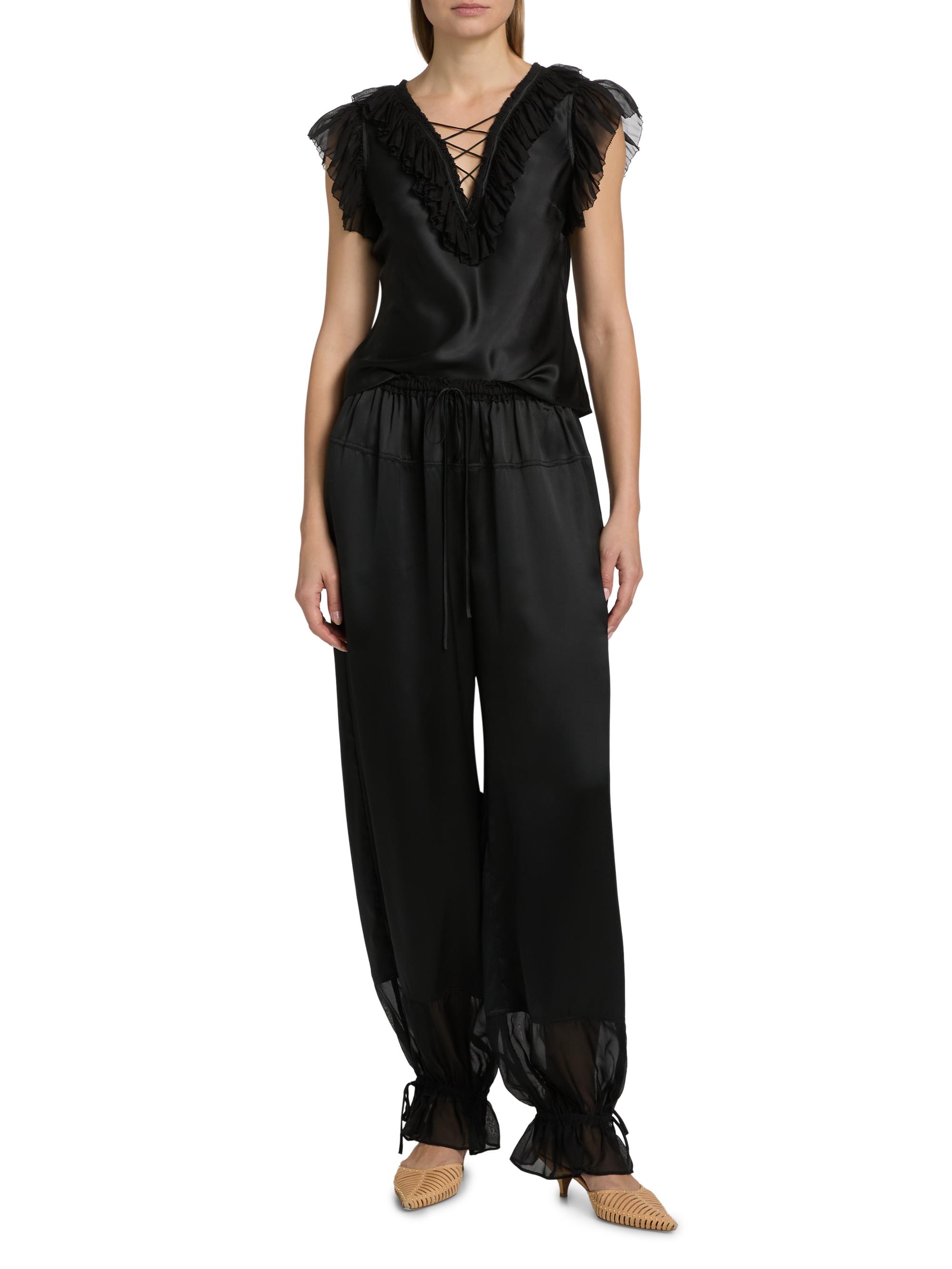 Ulla Johnson Women's Ilyana Ruffled Silk Top - Noir | Thumbnail 2