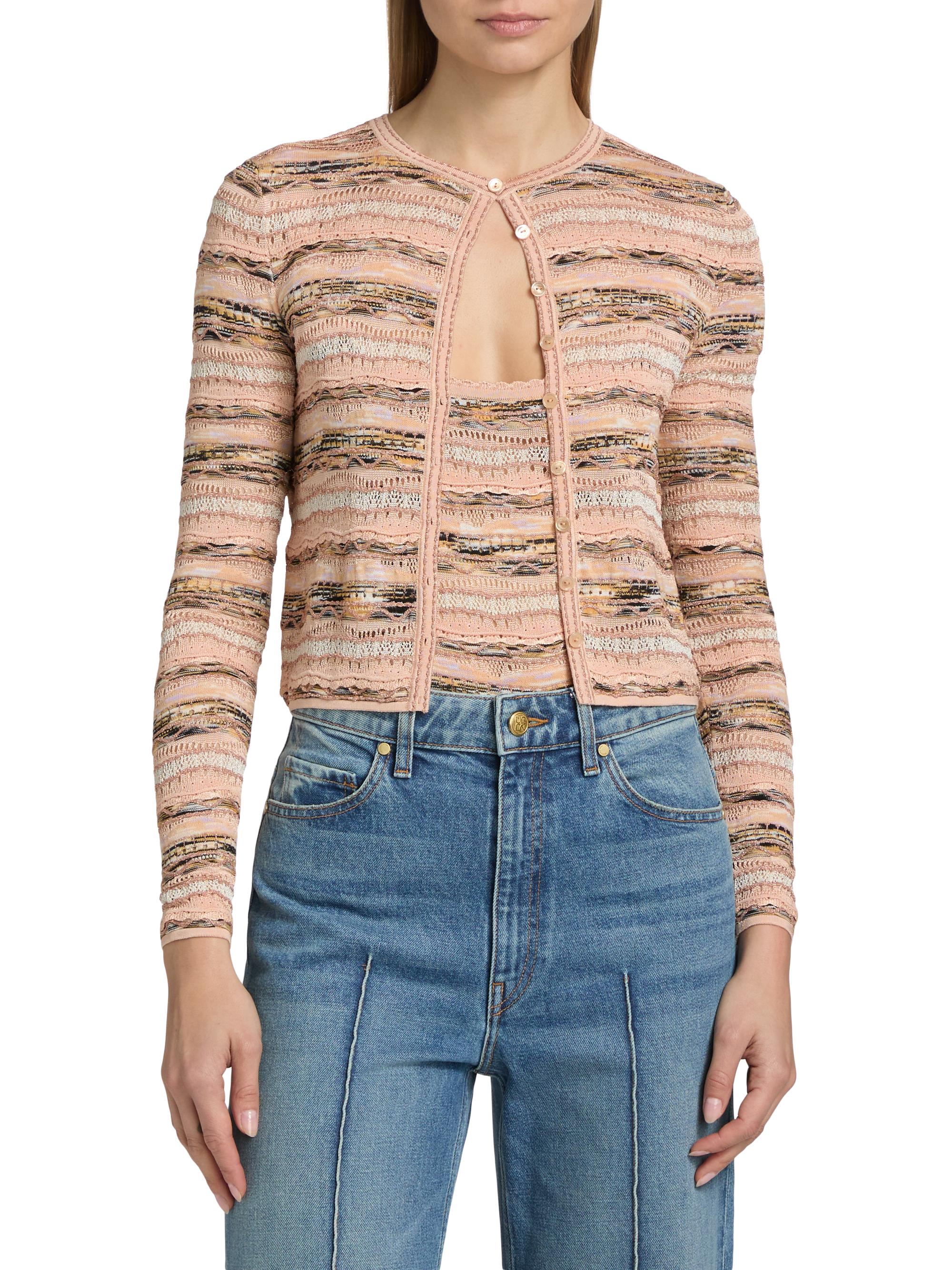 Ulla Johnson Women's Mia Striped Knit Cardigan - Hibiscus | Thumbnail 3