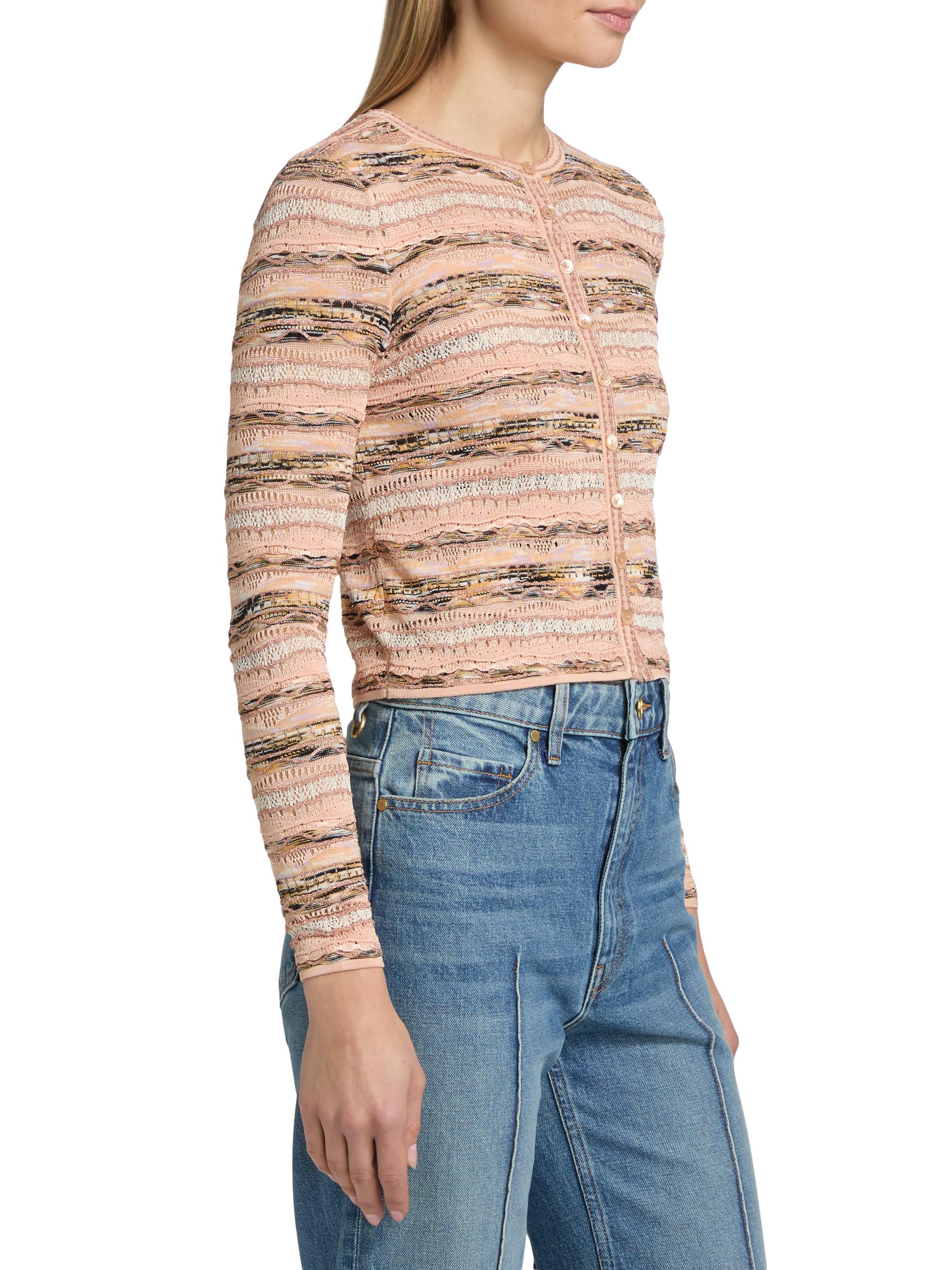 Ulla Johnson Women's Mia Striped Knit Cardigan - Hibiscus | Thumbnail 4