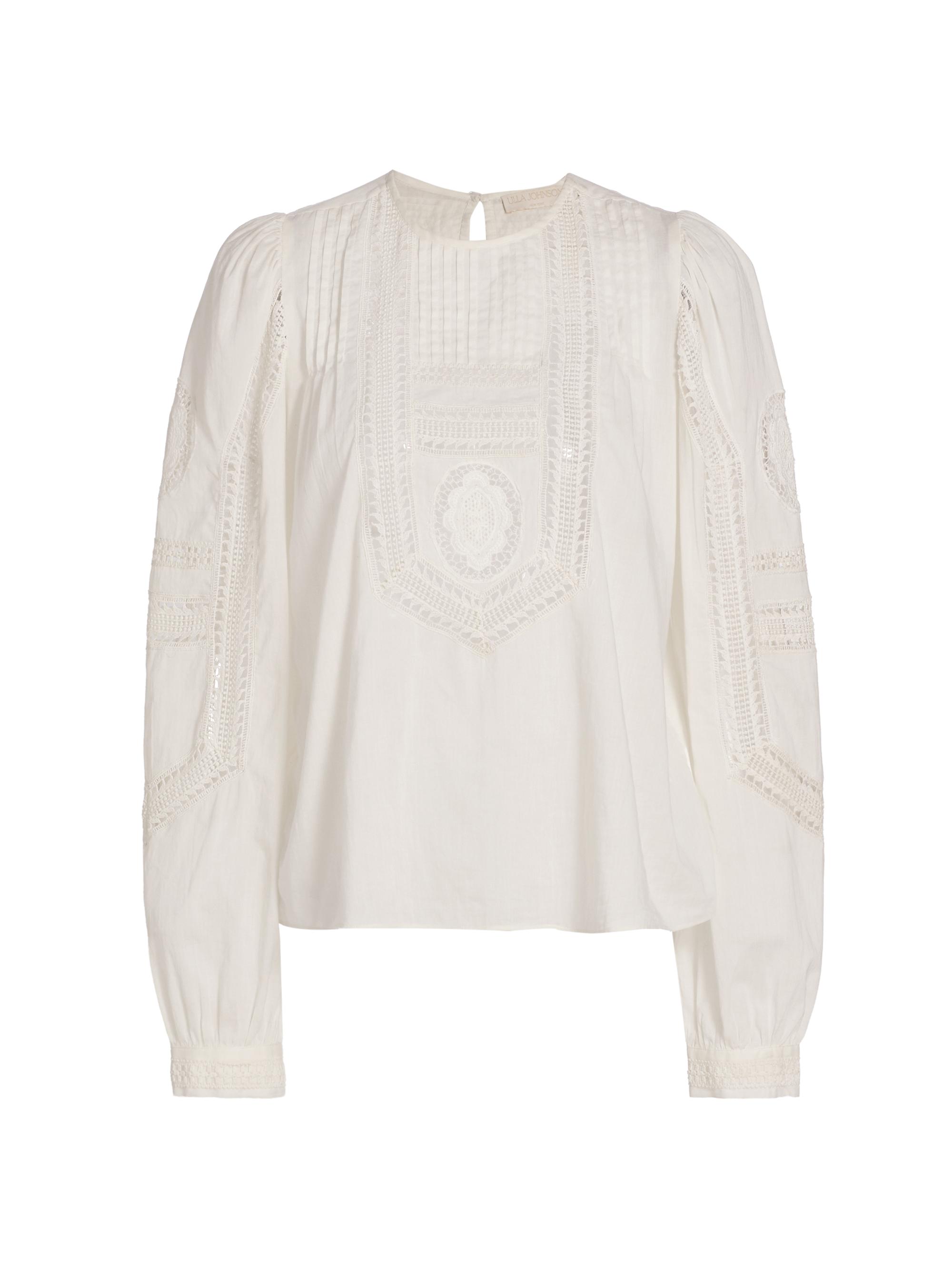 Ulla Johnson Women's Marlowe Open-Work Cotton Top - Pristine