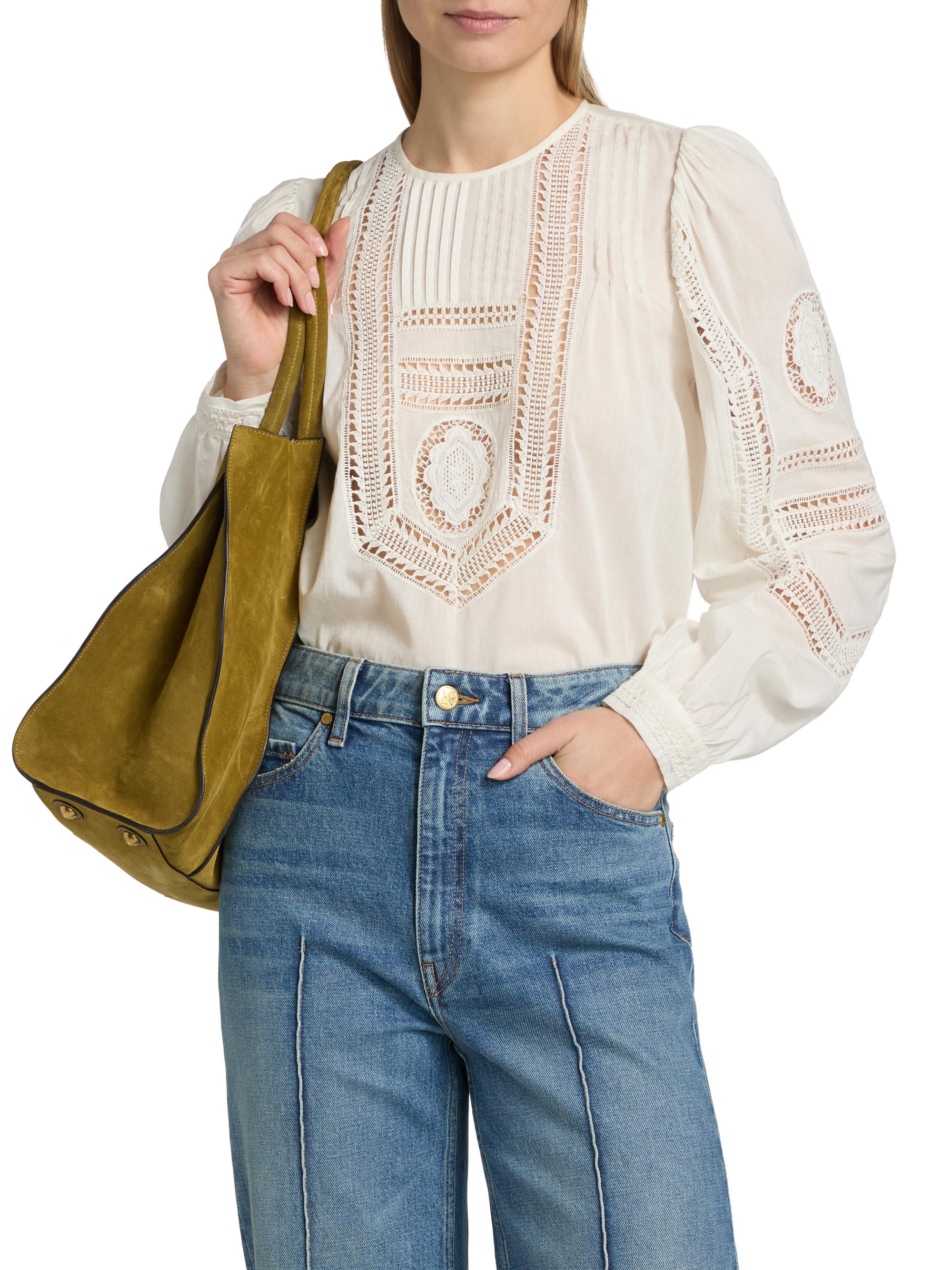 Ulla Johnson Women's Marlowe Open-Work Cotton Top - Pristine | Thumbnail 3