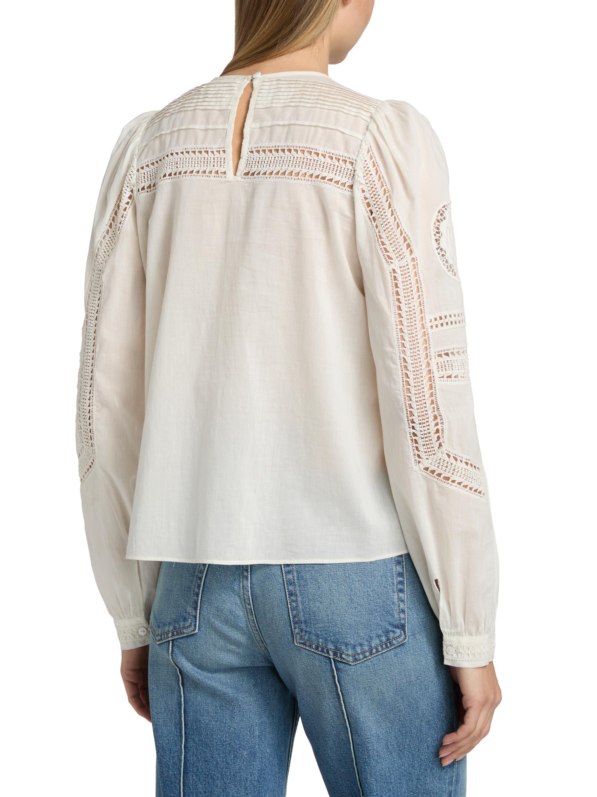 Ulla Johnson Women's Marlowe Open-Work Cotton Top - Pristine | Thumbnail 5