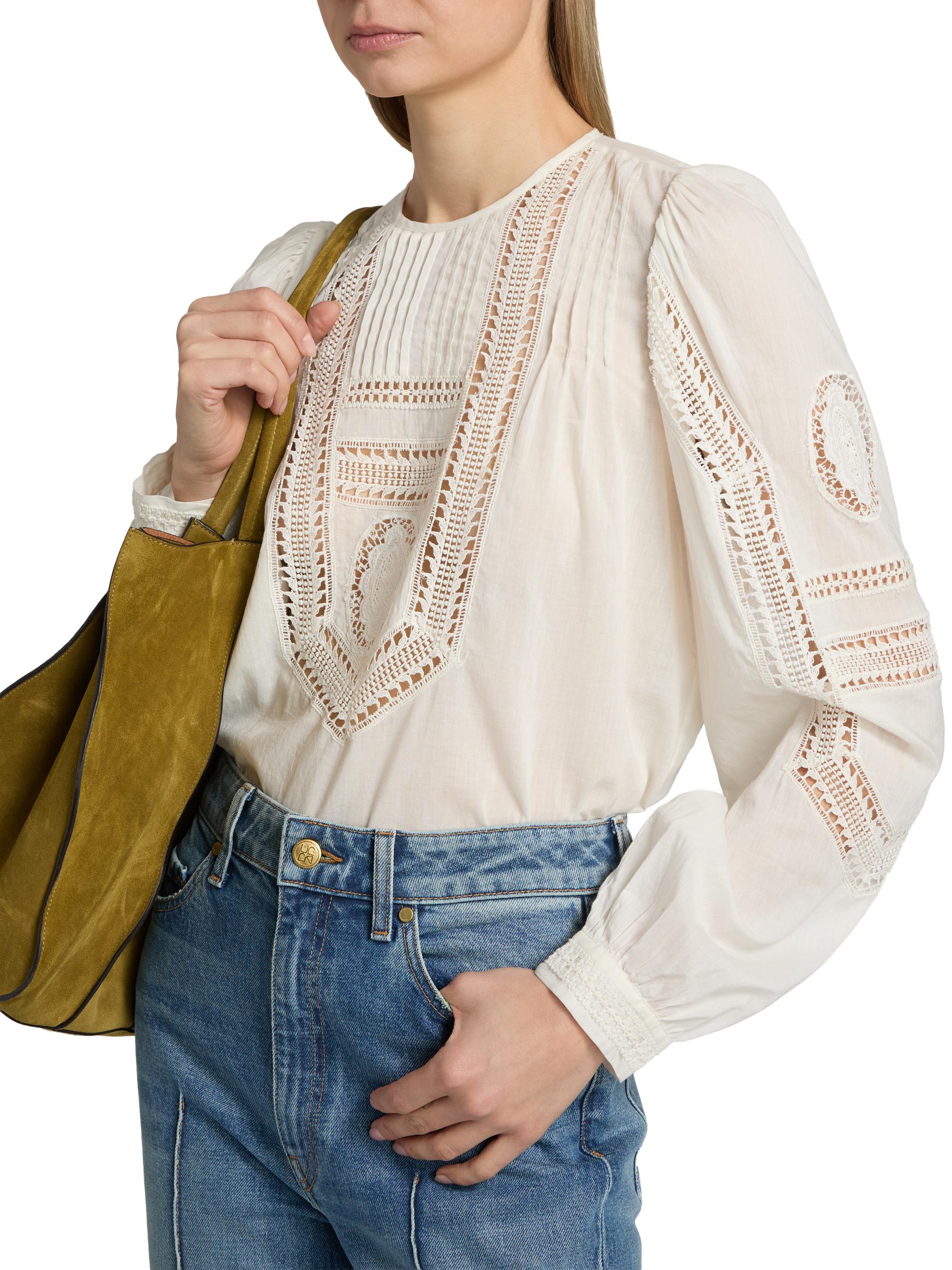 Ulla Johnson Women's Marlowe Open-Work Cotton Top - Pristine | Thumbnail 6