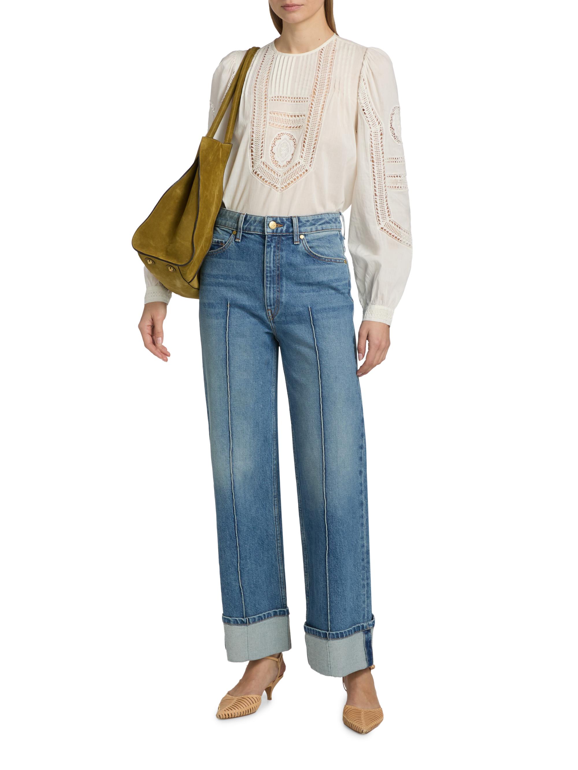 Ulla Johnson Women's Marlowe Open-Work Cotton Top - Pristine | Thumbnail 2