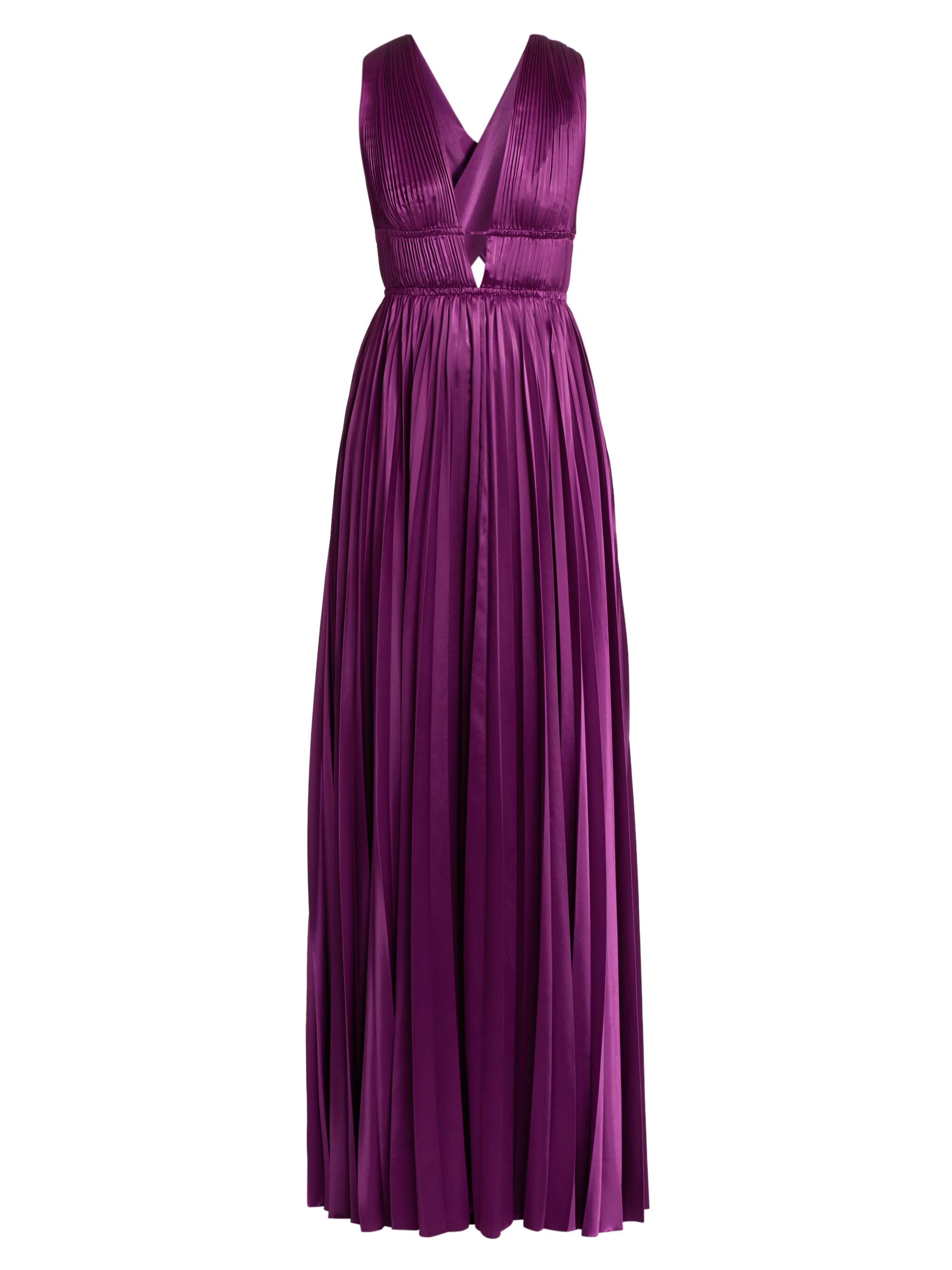 Ulla Johnson Women's Lena Accordion-Pleated Satin Gown - Amaranth
