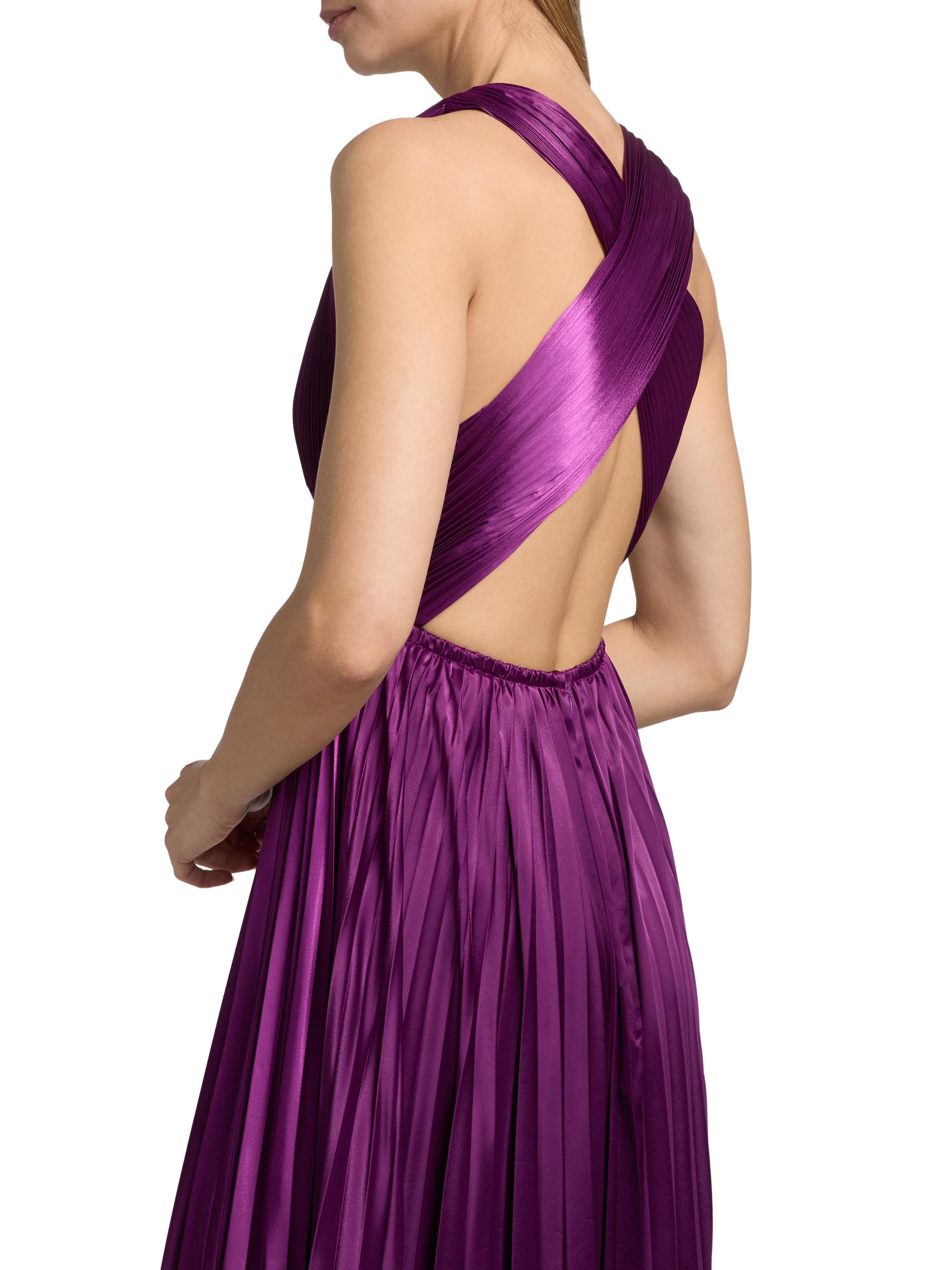 Ulla Johnson Women's Lena Accordion-Pleated Satin Gown - Amaranth | Thumbnail 6
