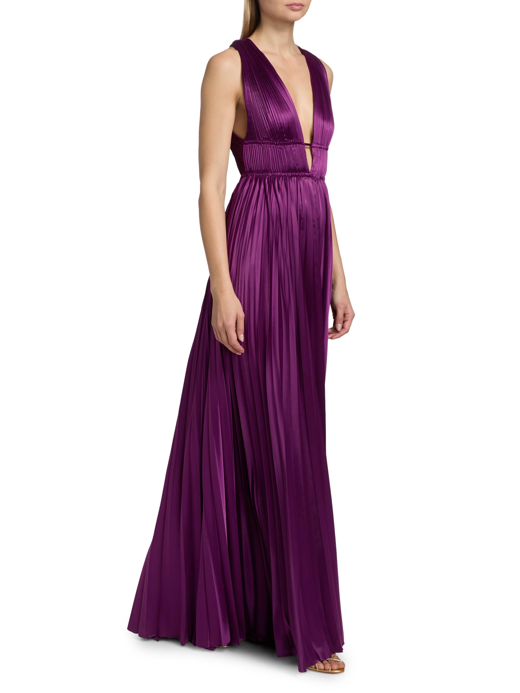 Ulla Johnson Women's Lena Accordion-Pleated Satin Gown - Amaranth | Thumbnail 2